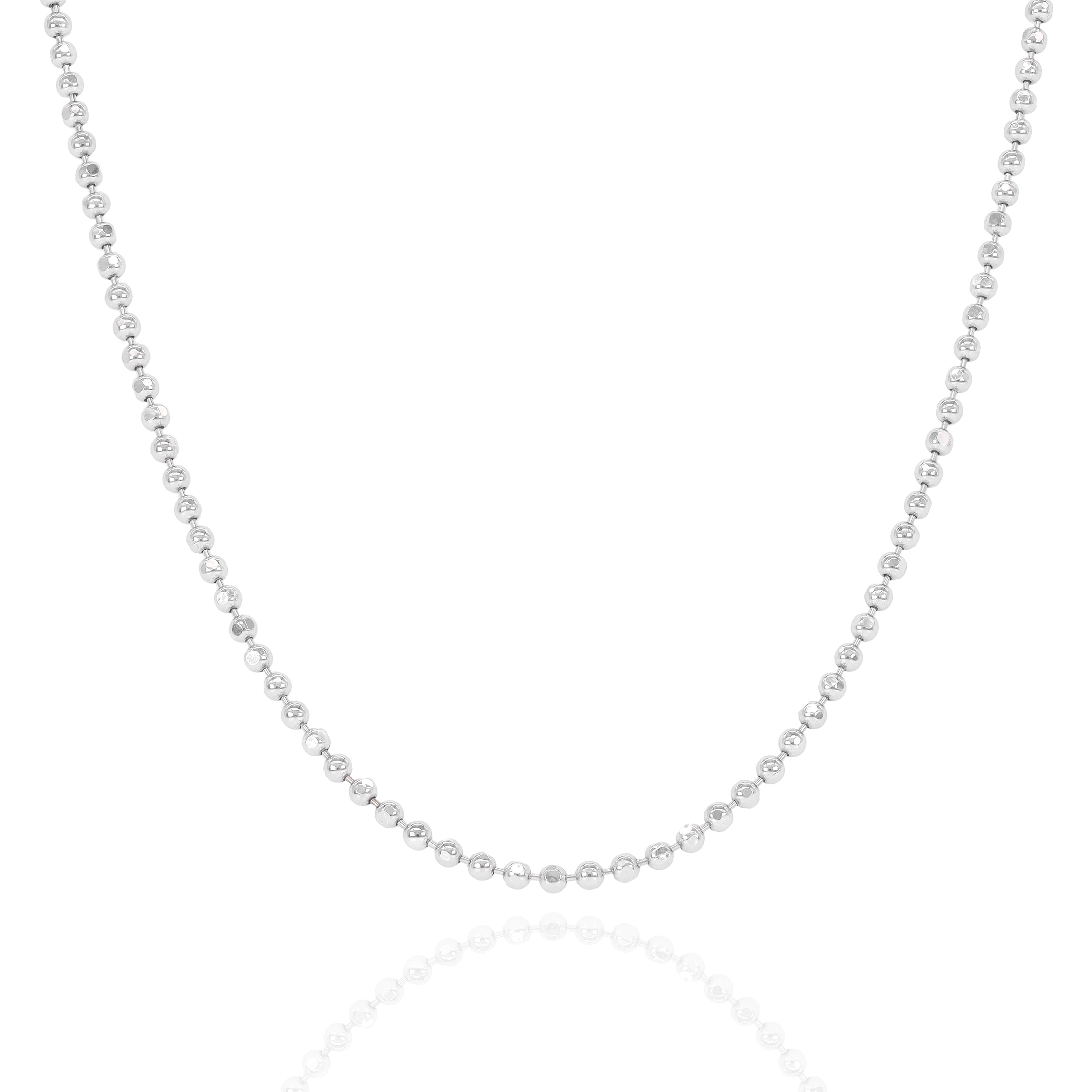 14KT Solid Ball Style White Gold Chain