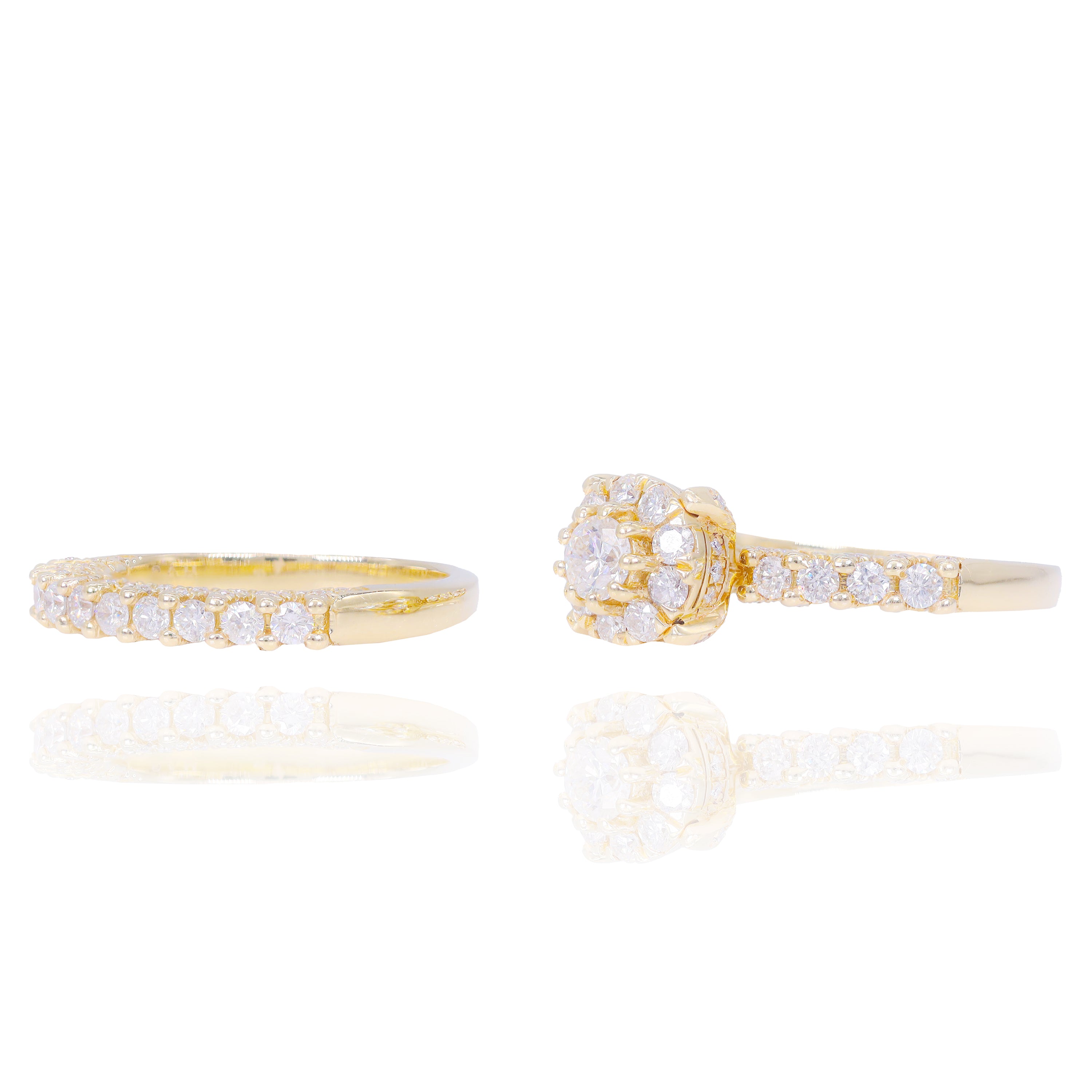 .30 Carat Round Diamond Engagement Ring w/ Halo and Hidden Halo & Band