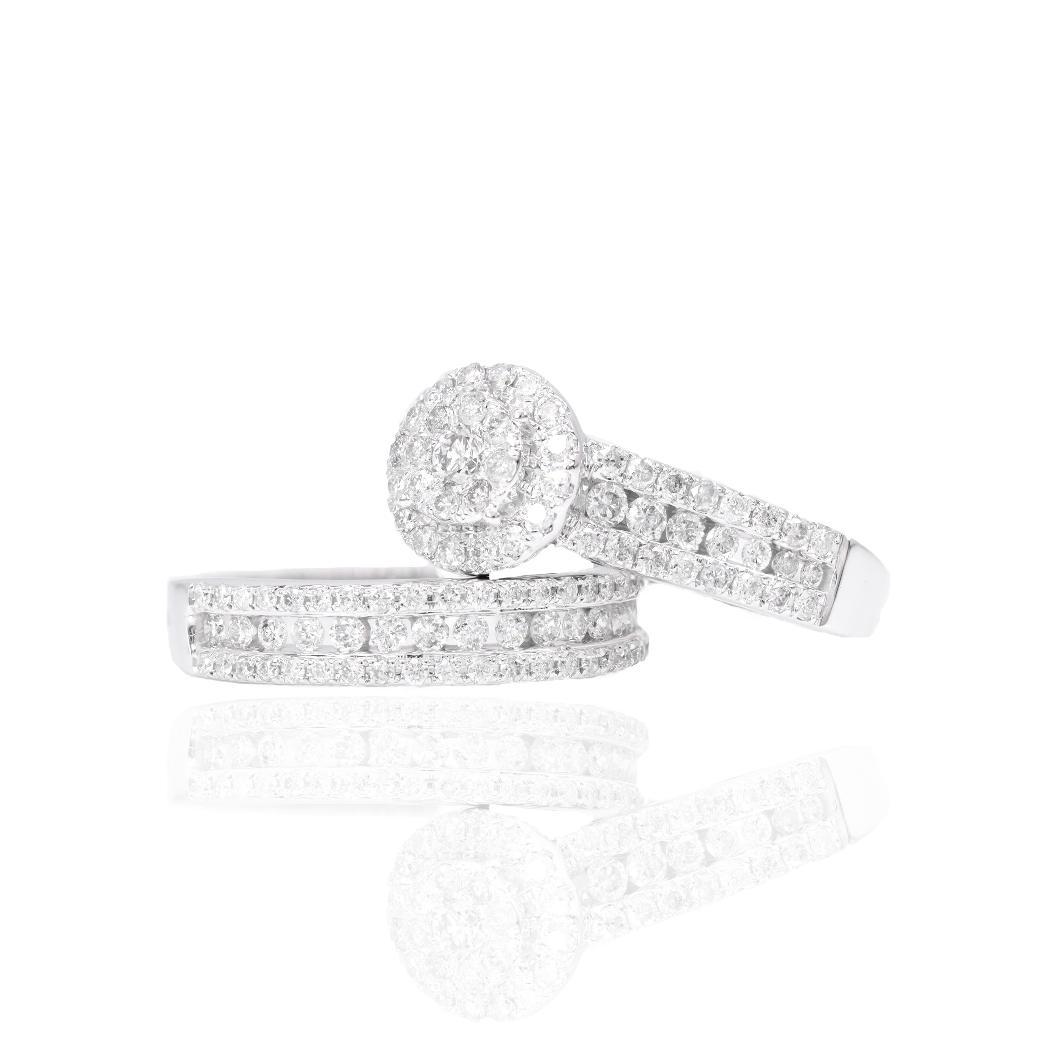 Double Halo Diamond Engagement Ring & Band