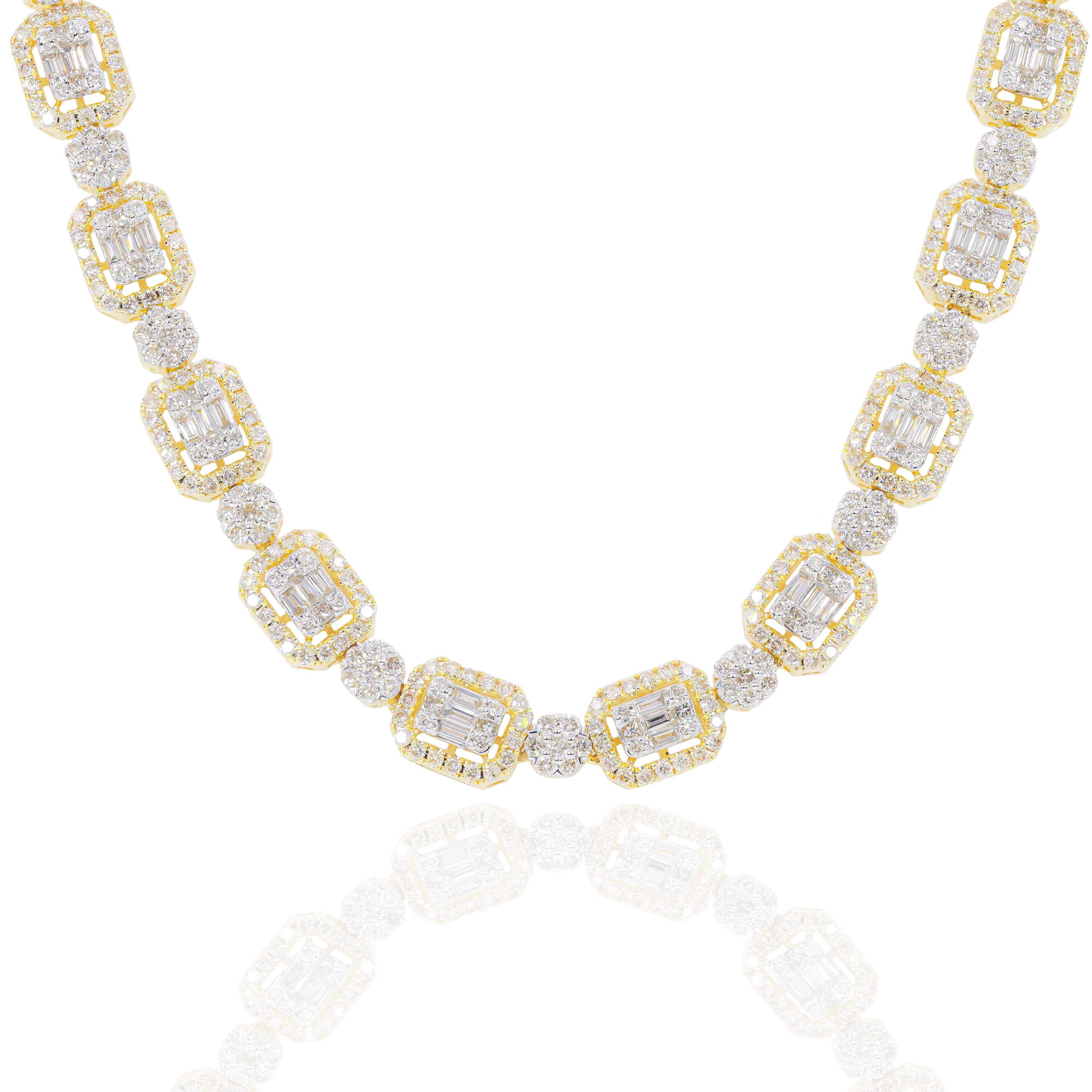 Baguette and Flower Cluster Diamond Chain