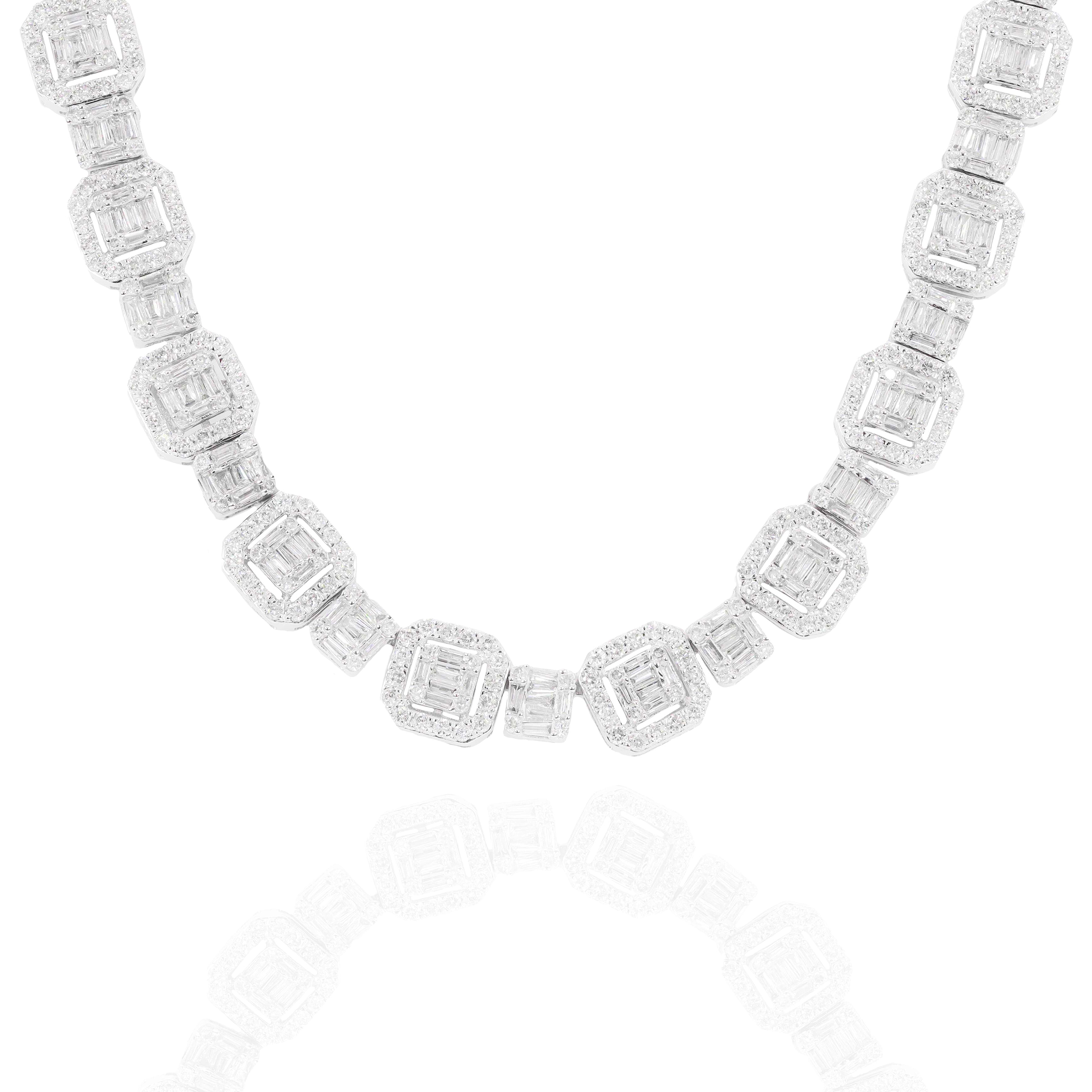 Round & Baguette Square Alternating Link Diamond Chain