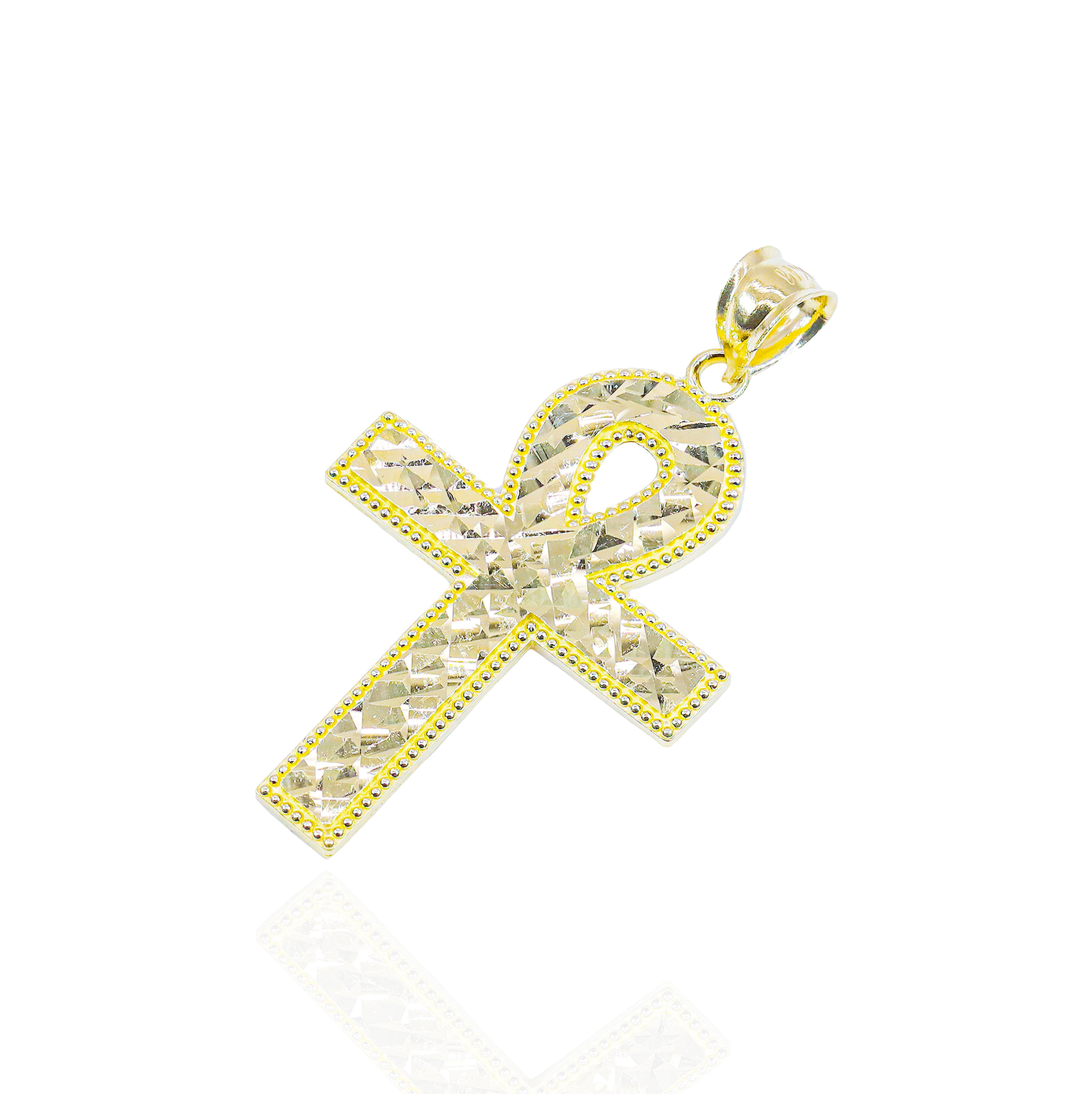 10KT Yellow Gold Textured Ankh Gold Pendant