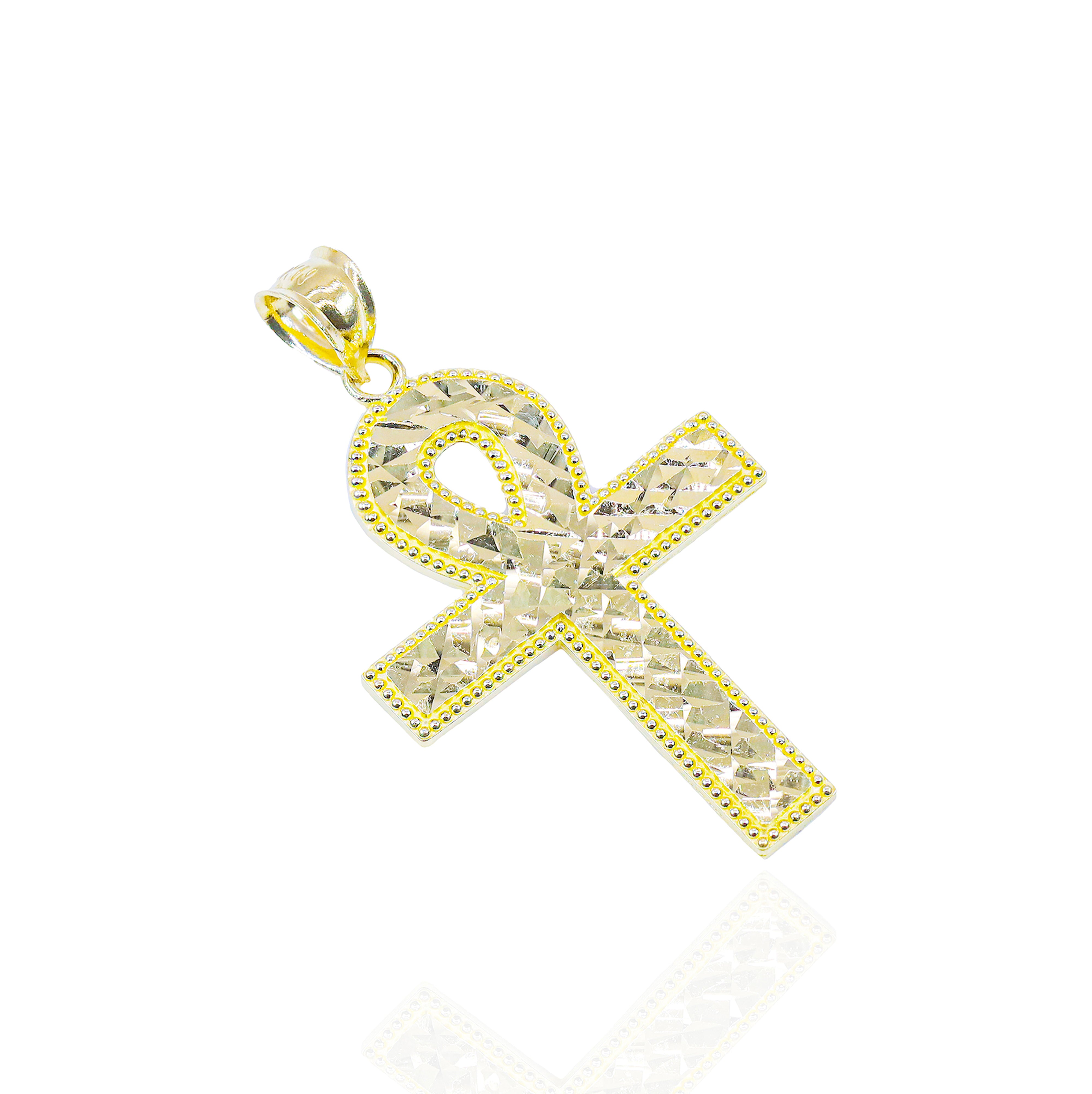 10KT Yellow Gold Textured Ankh Gold Pendant