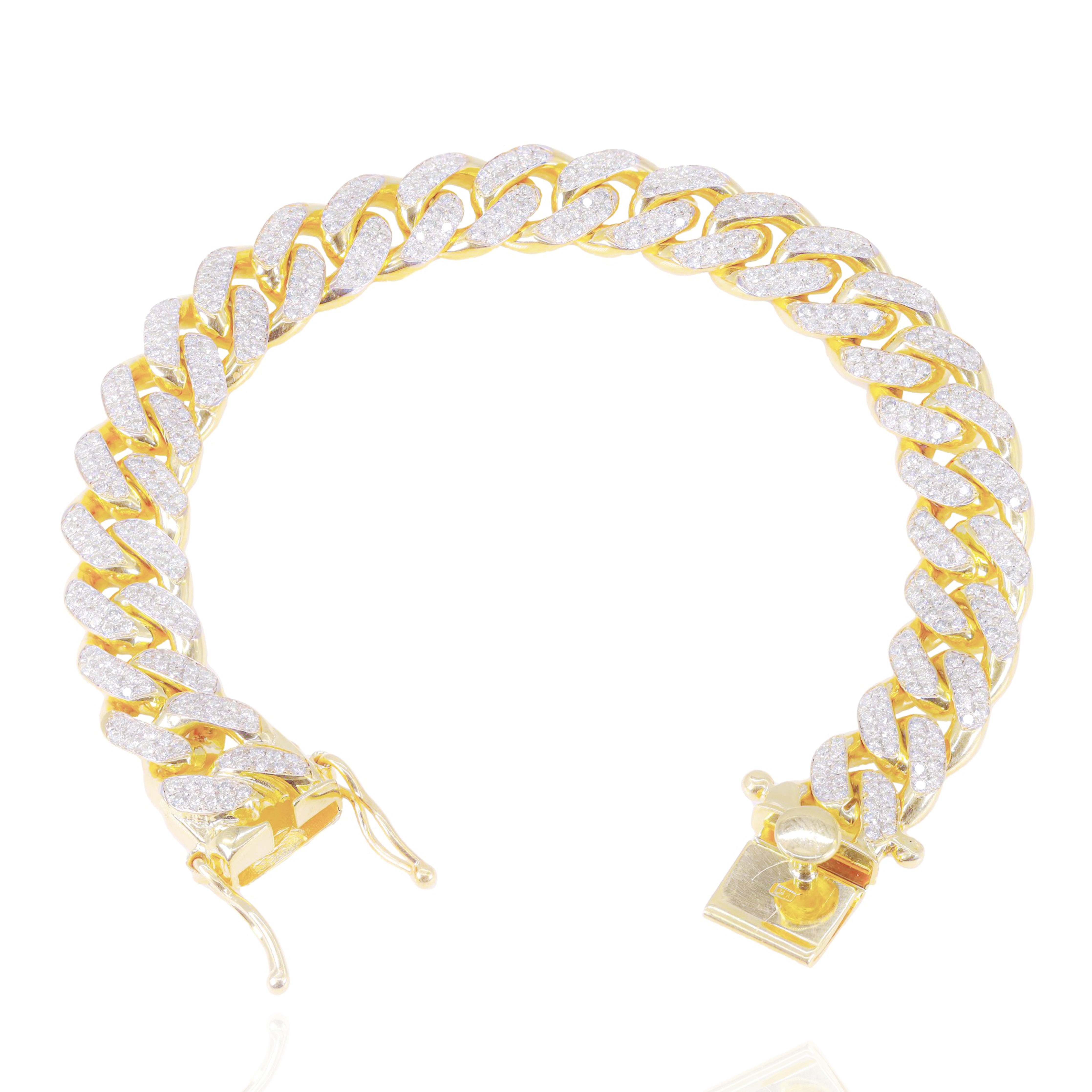12.5mm Hand-Set Pave Cuban Link Diamond Bracelet