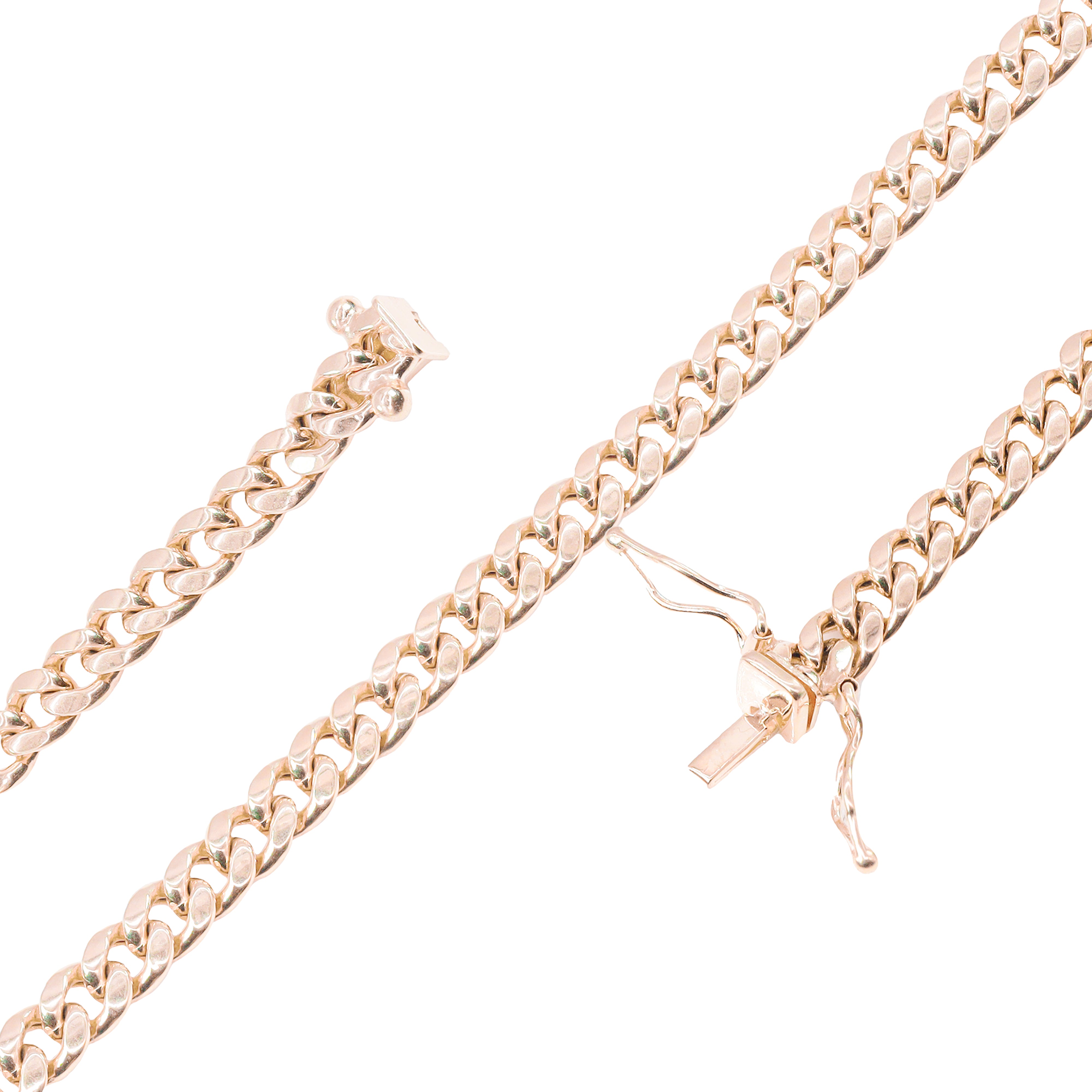 14KT Solid Miami Cuban Link Rose Gold Chain