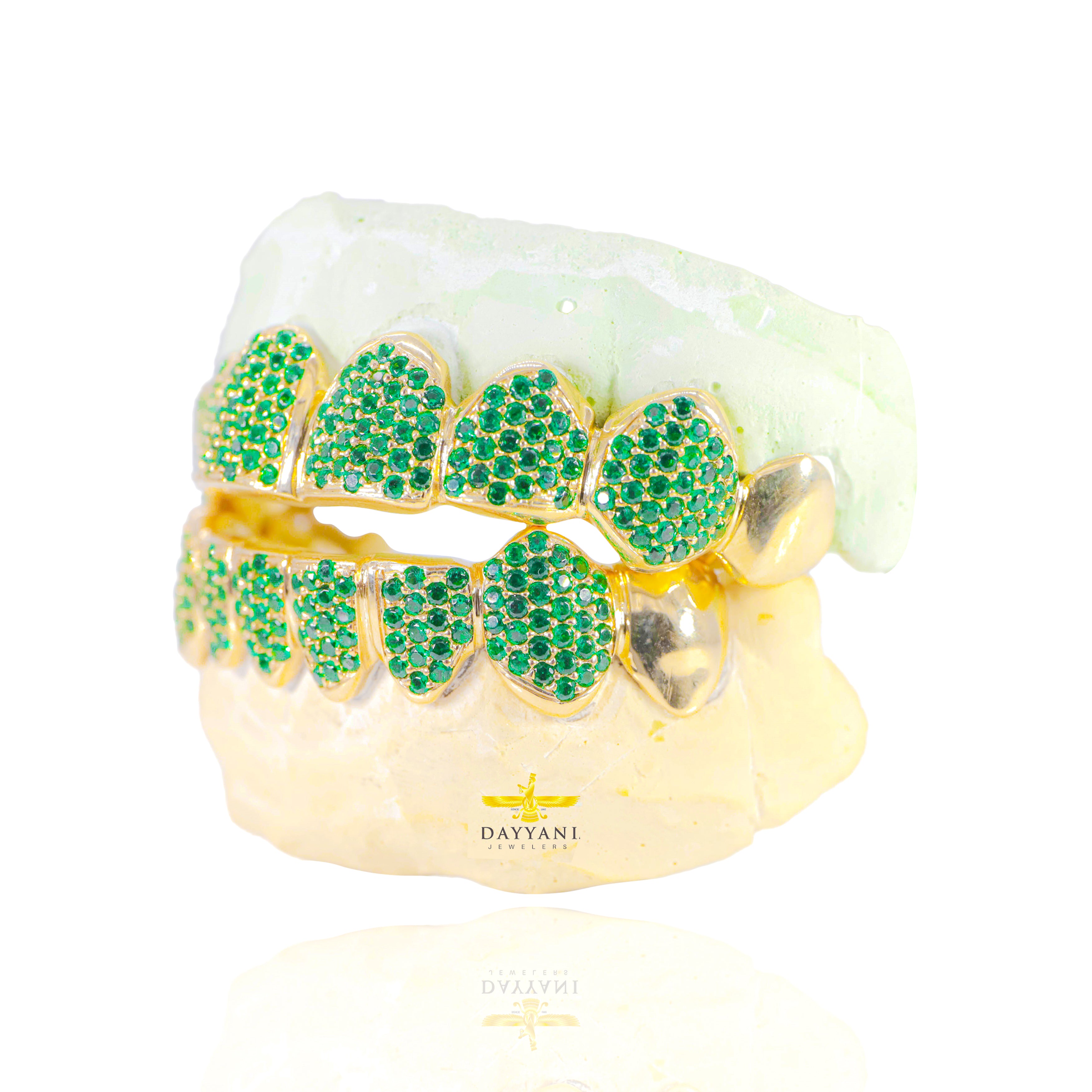 Custom ANY Color Gemstone Bussdown (Zig-Zag Setting) Gold Grillz