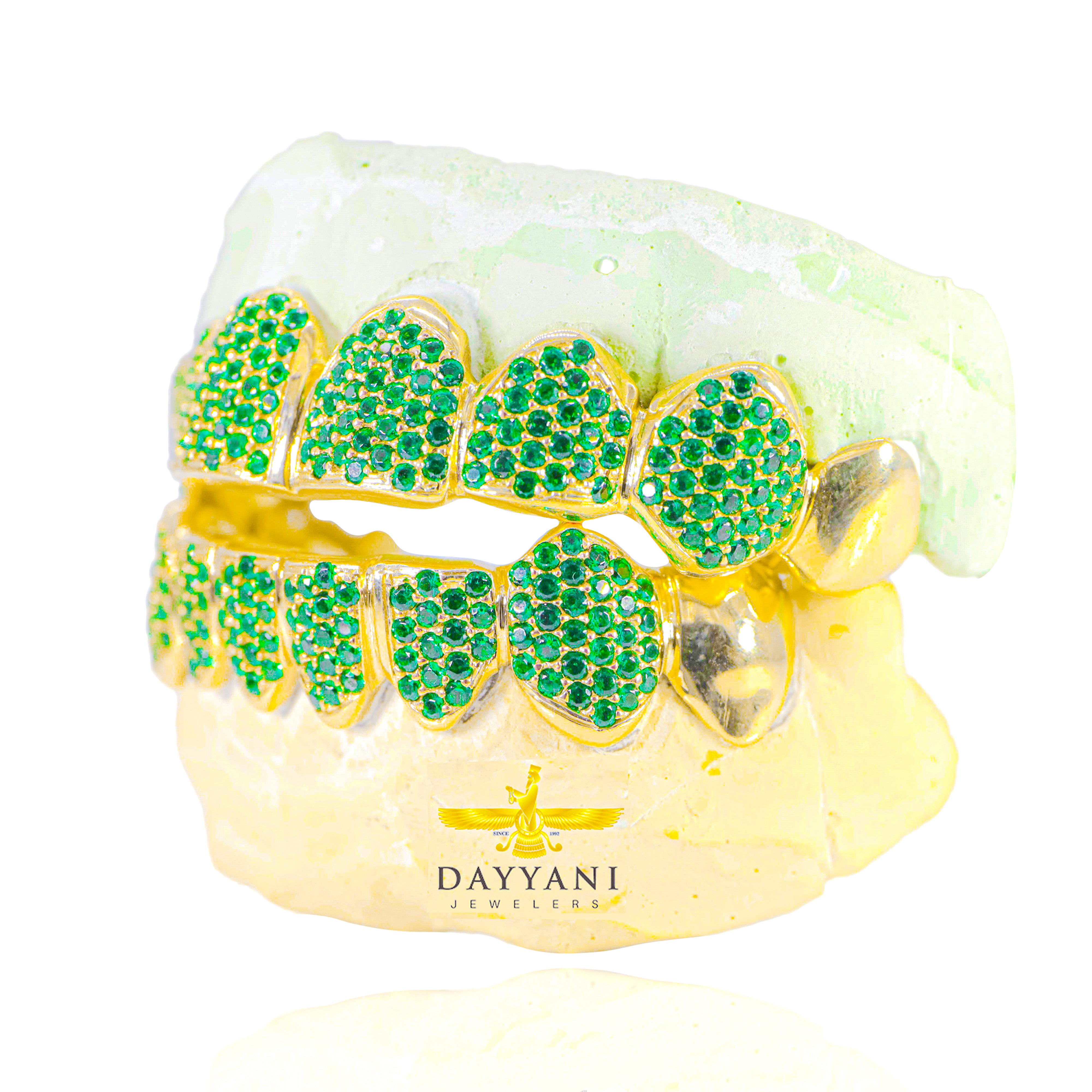 Custom ANY Color Gemstone Bussdown (Zig-Zag Setting) Gold Grillz