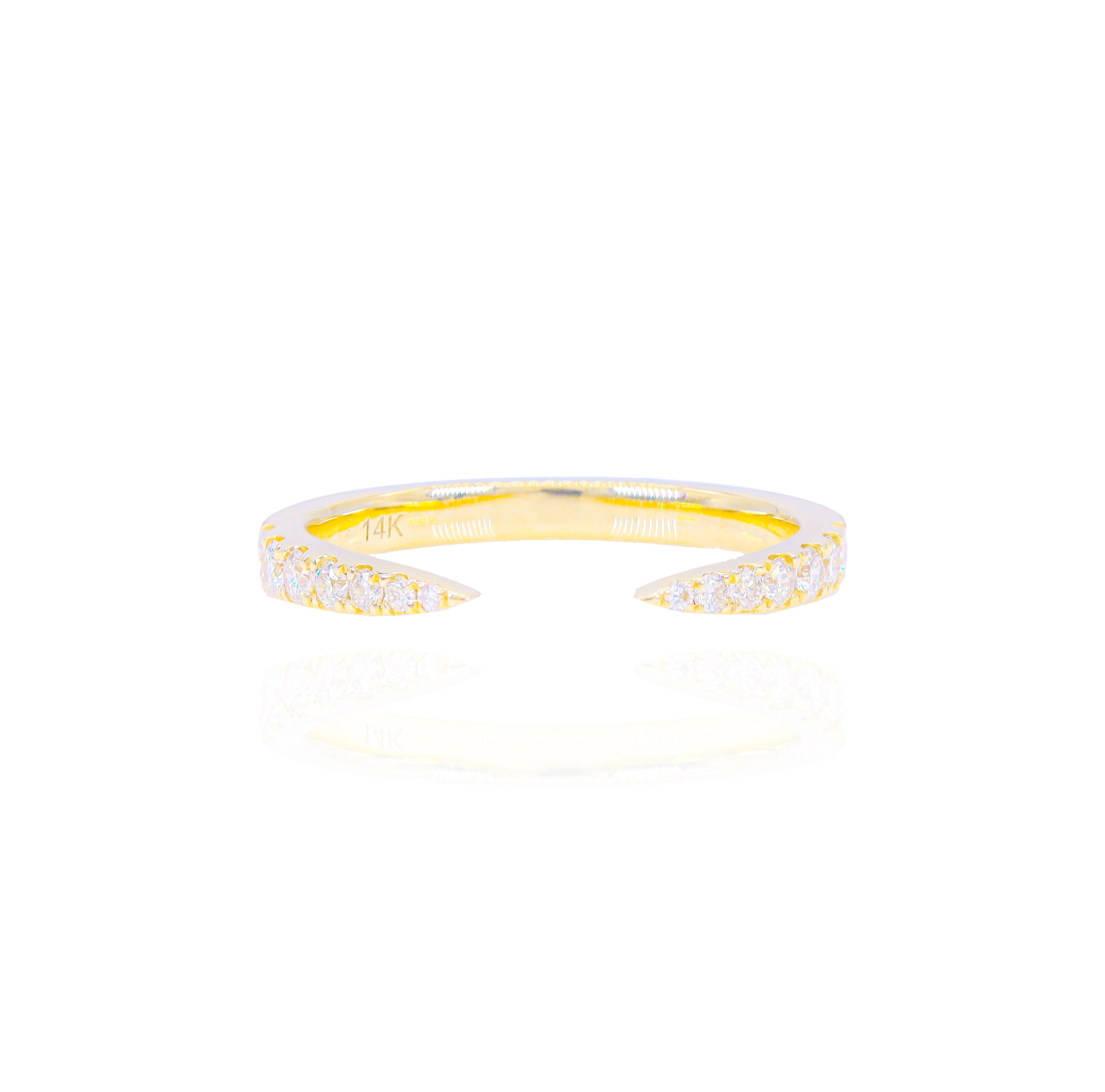 One Row Diamond Open Claw Ring