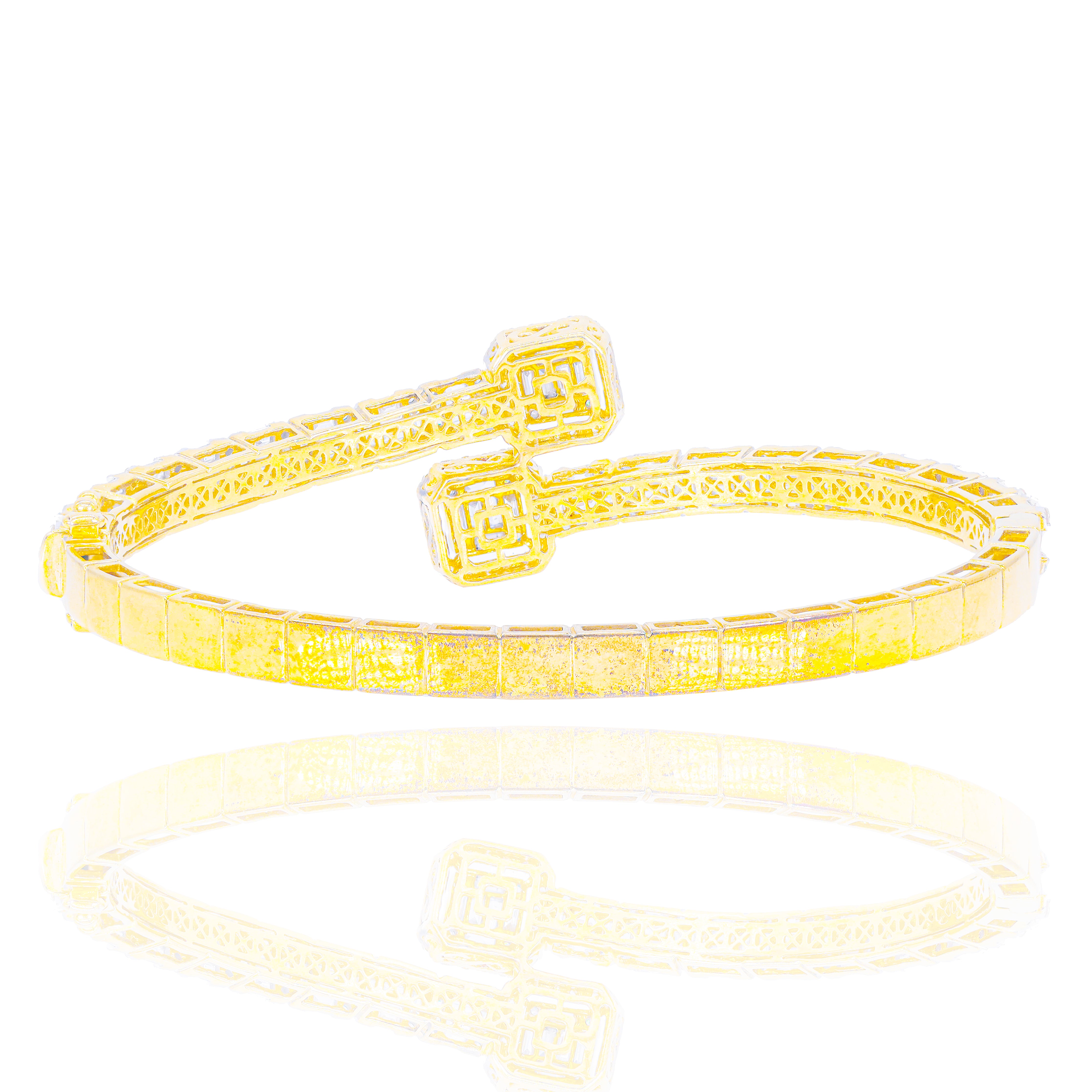 Baguette & Round Half Way Diamond Bangle