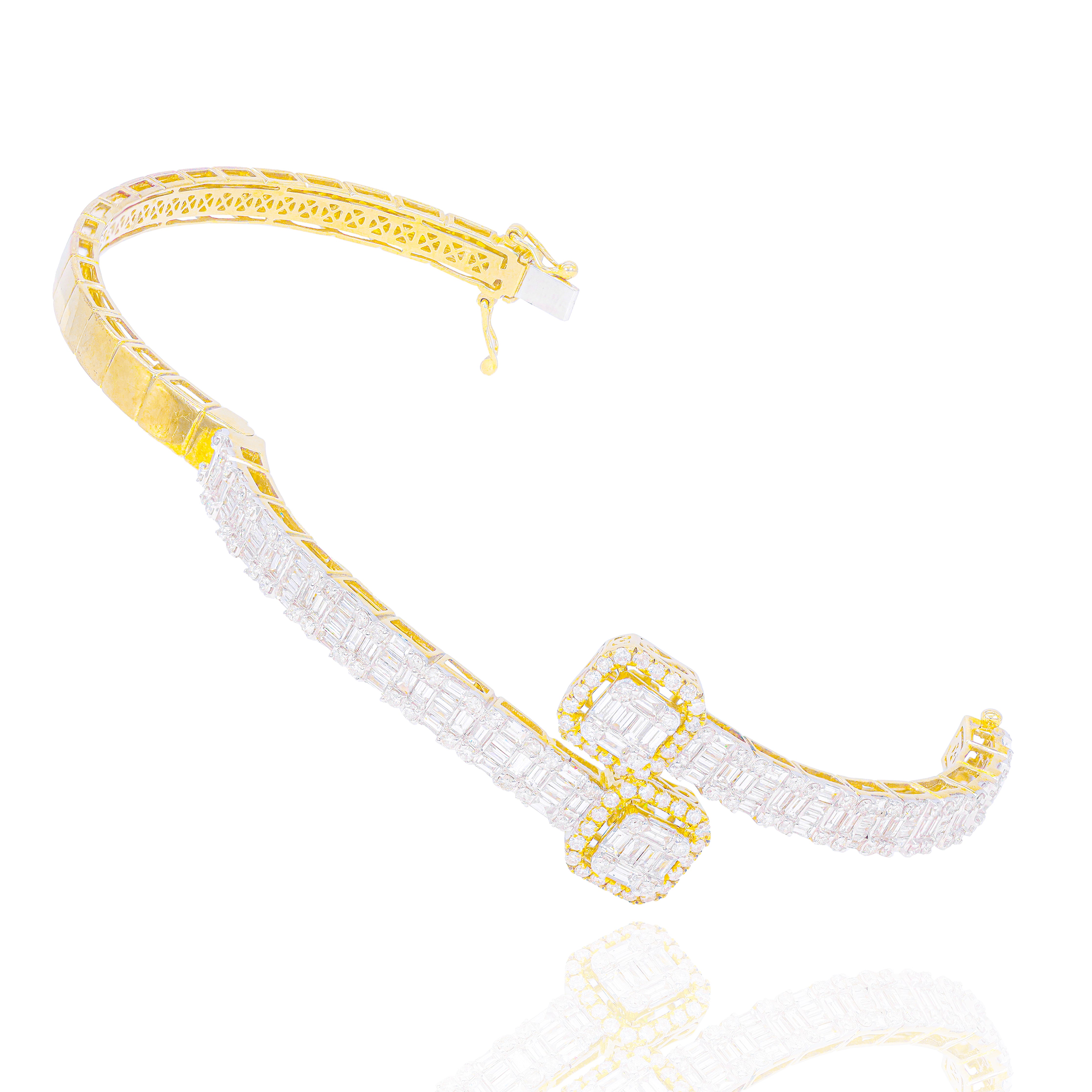 Baguette & Round Half Way Diamond Bangle