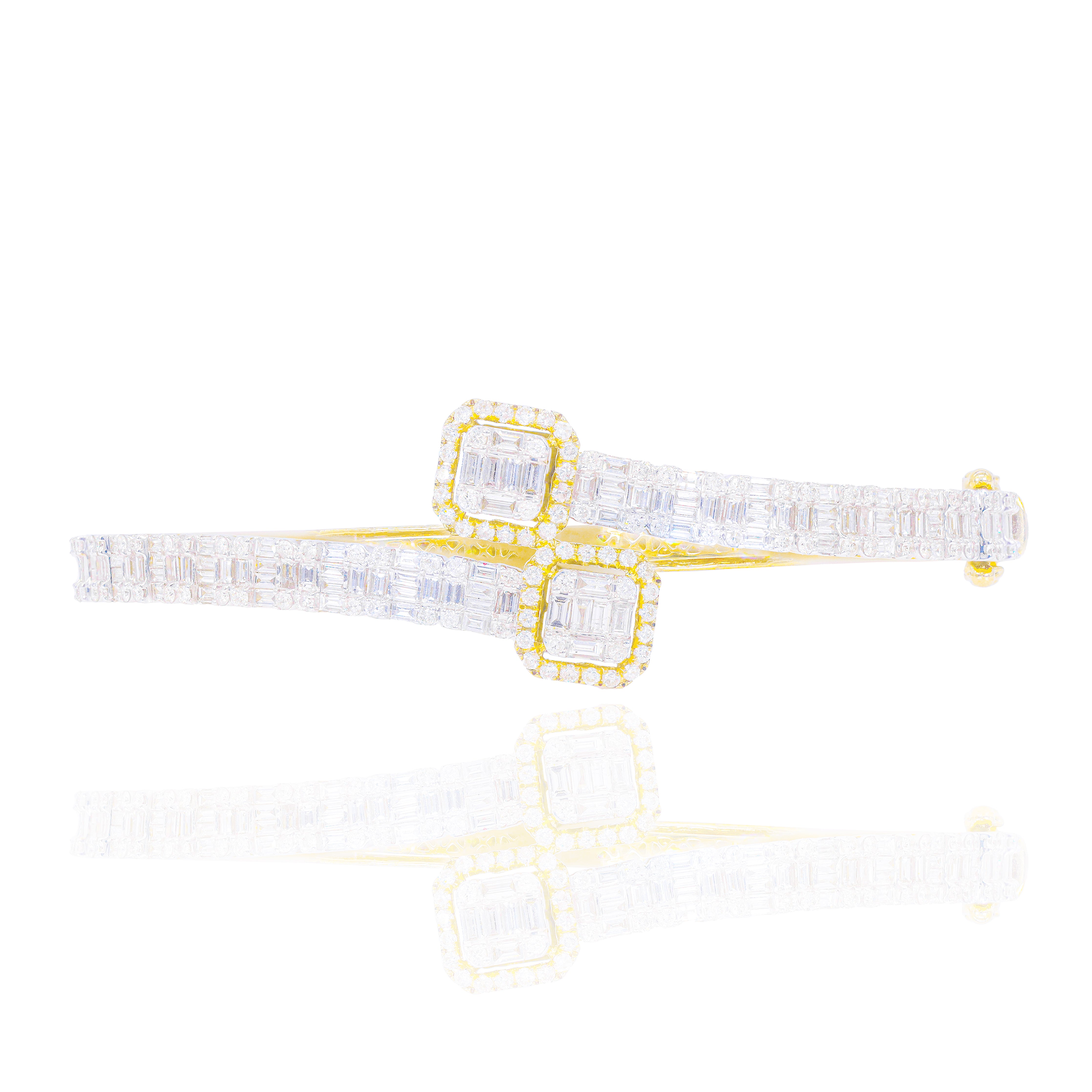 Baguette & Round Half Way Diamond Bangle