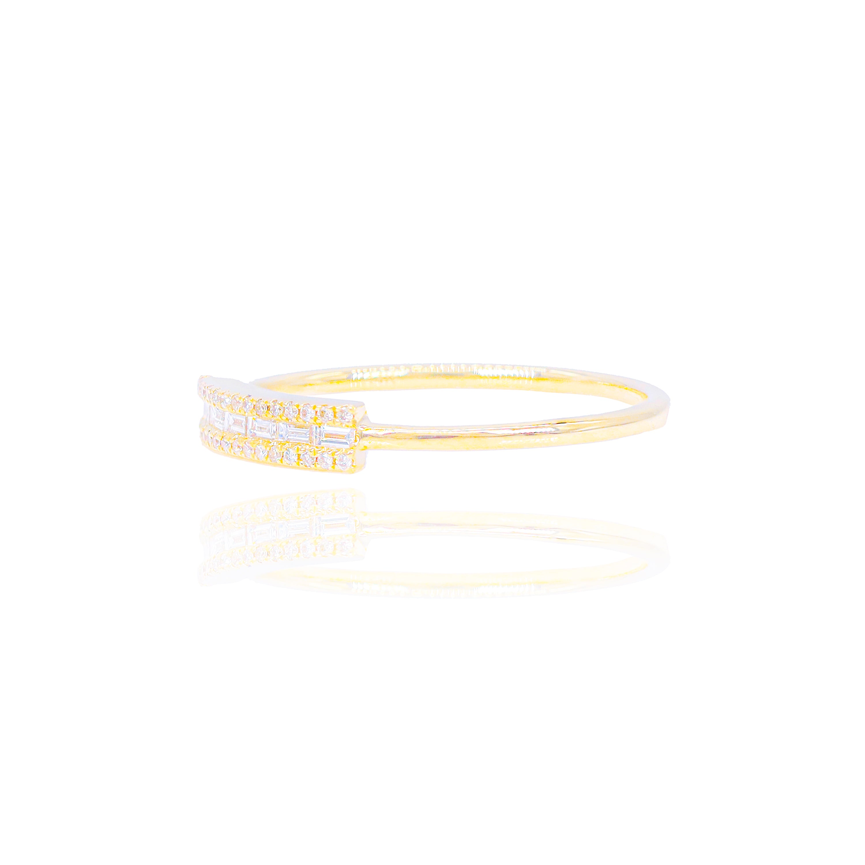 Center Baguette Diamond Row with Gold Band