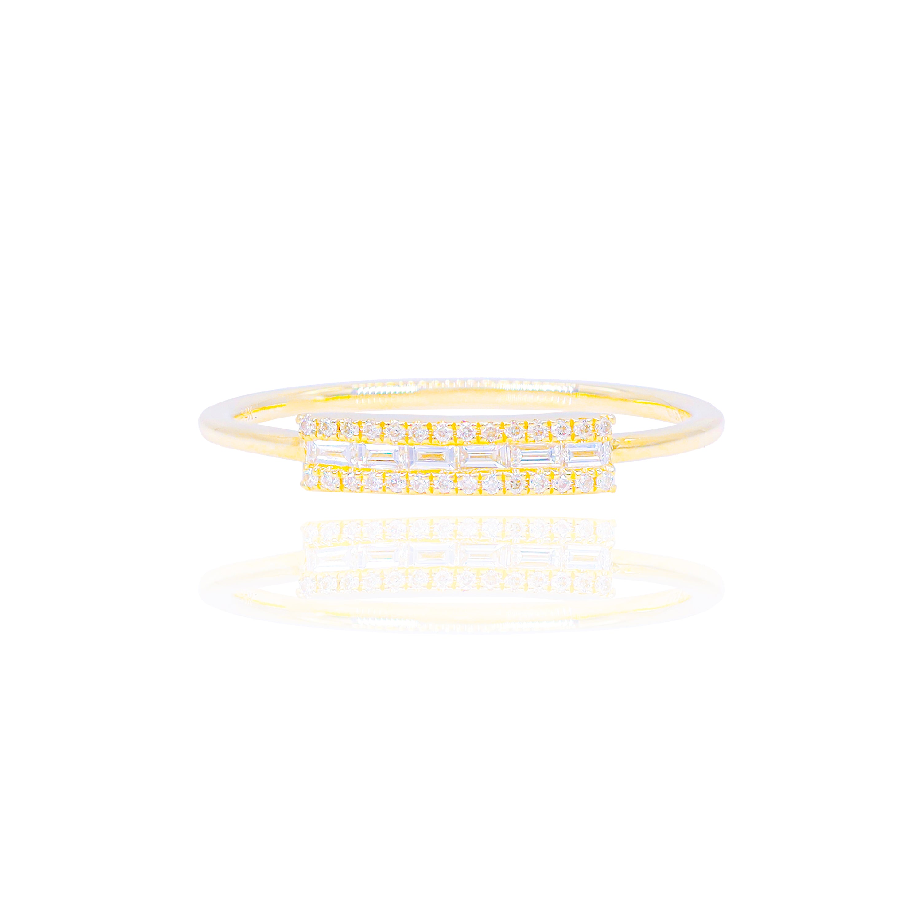 Center Baguette Diamond Row with Gold Band