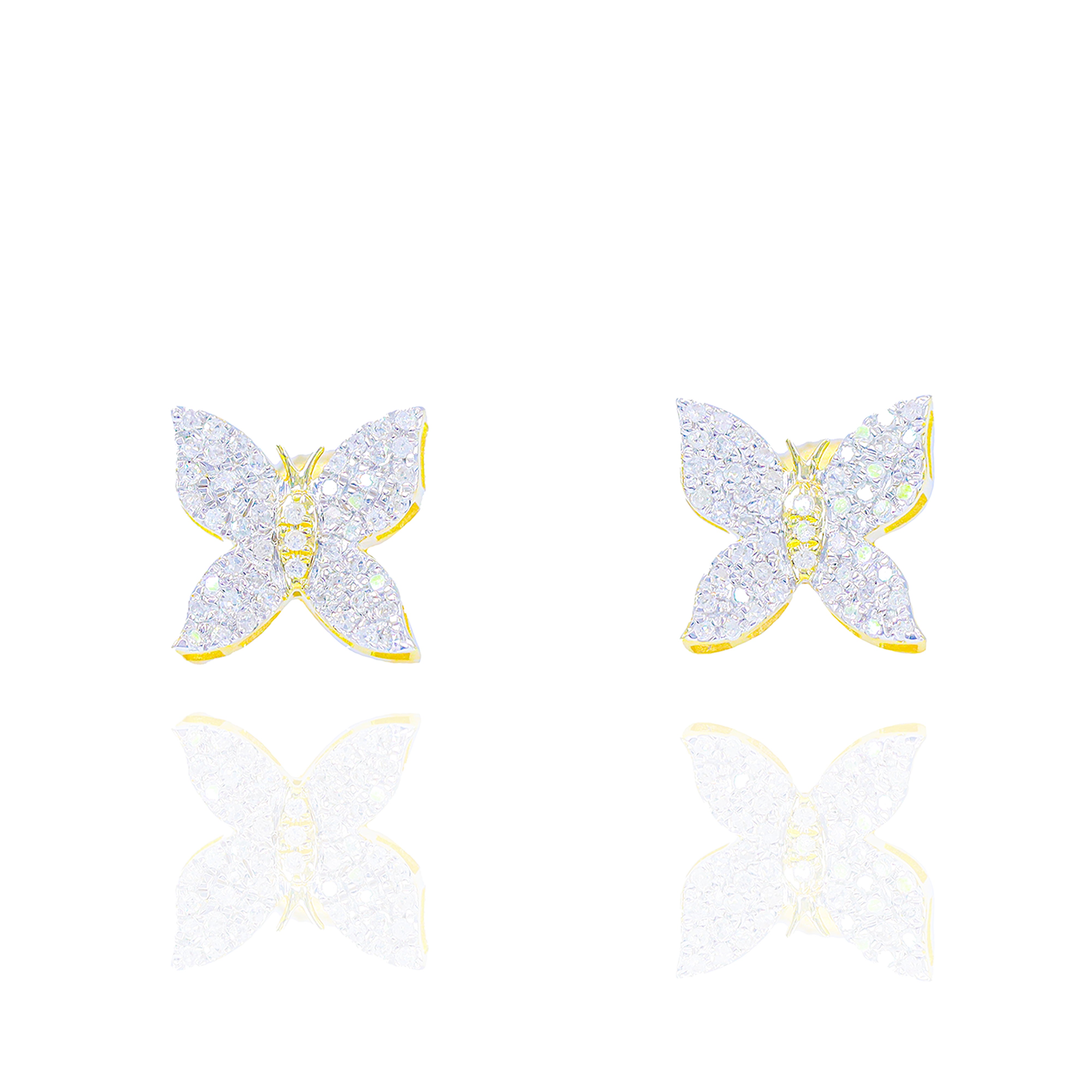 Round Diamond Butterfly Earrings