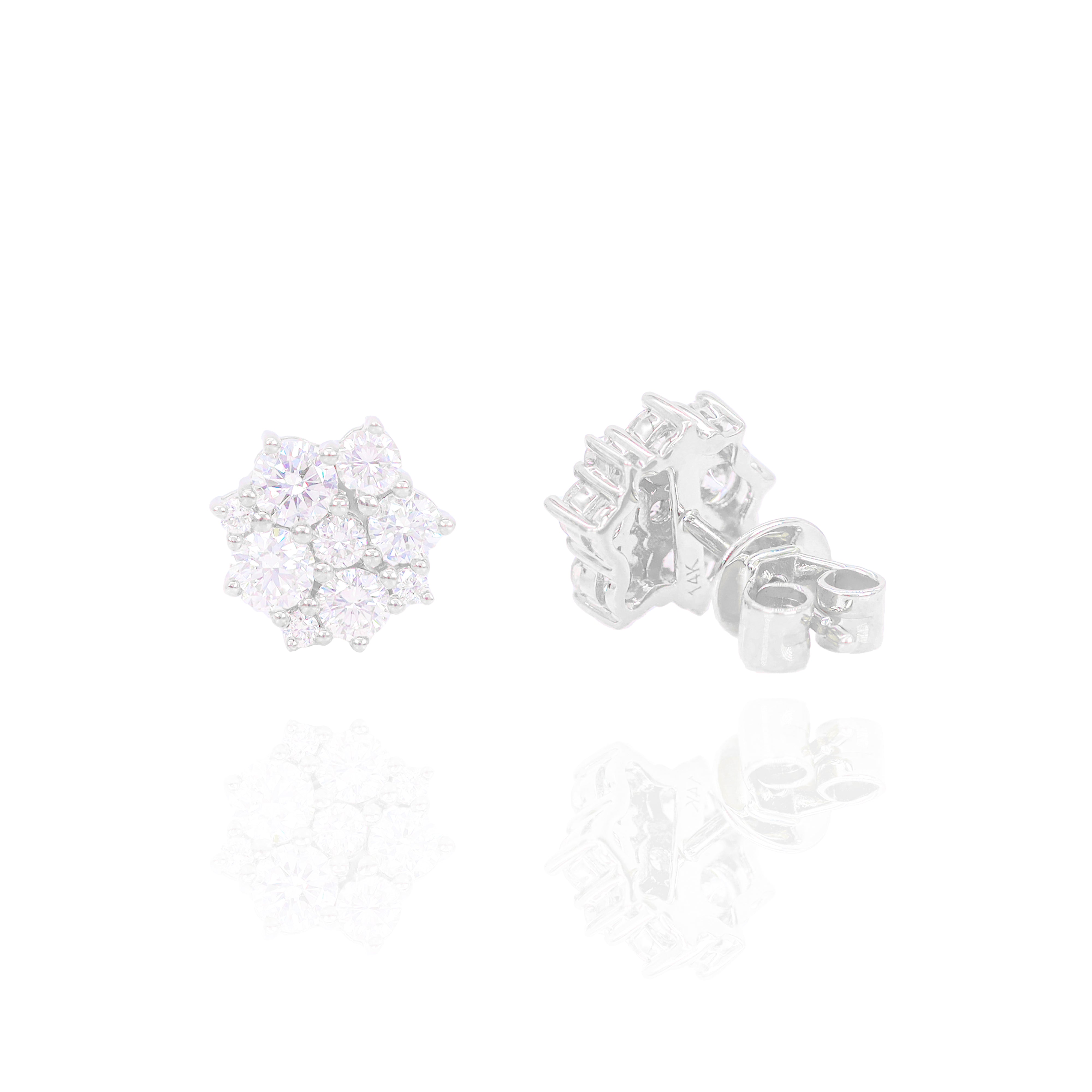 Diamond Jagged Cluster Flower Earrings