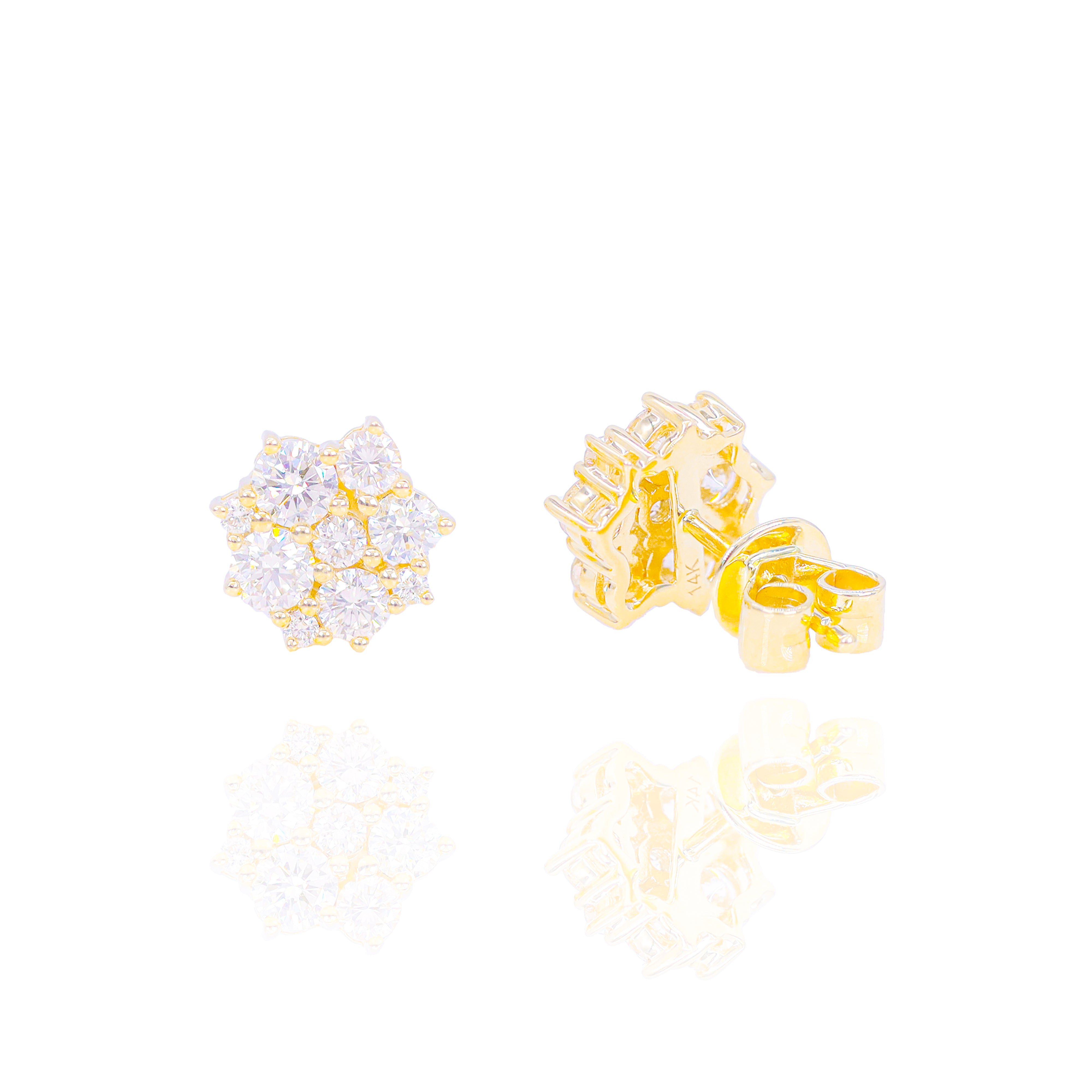 Diamond Jagged Cluster Flower Earrings