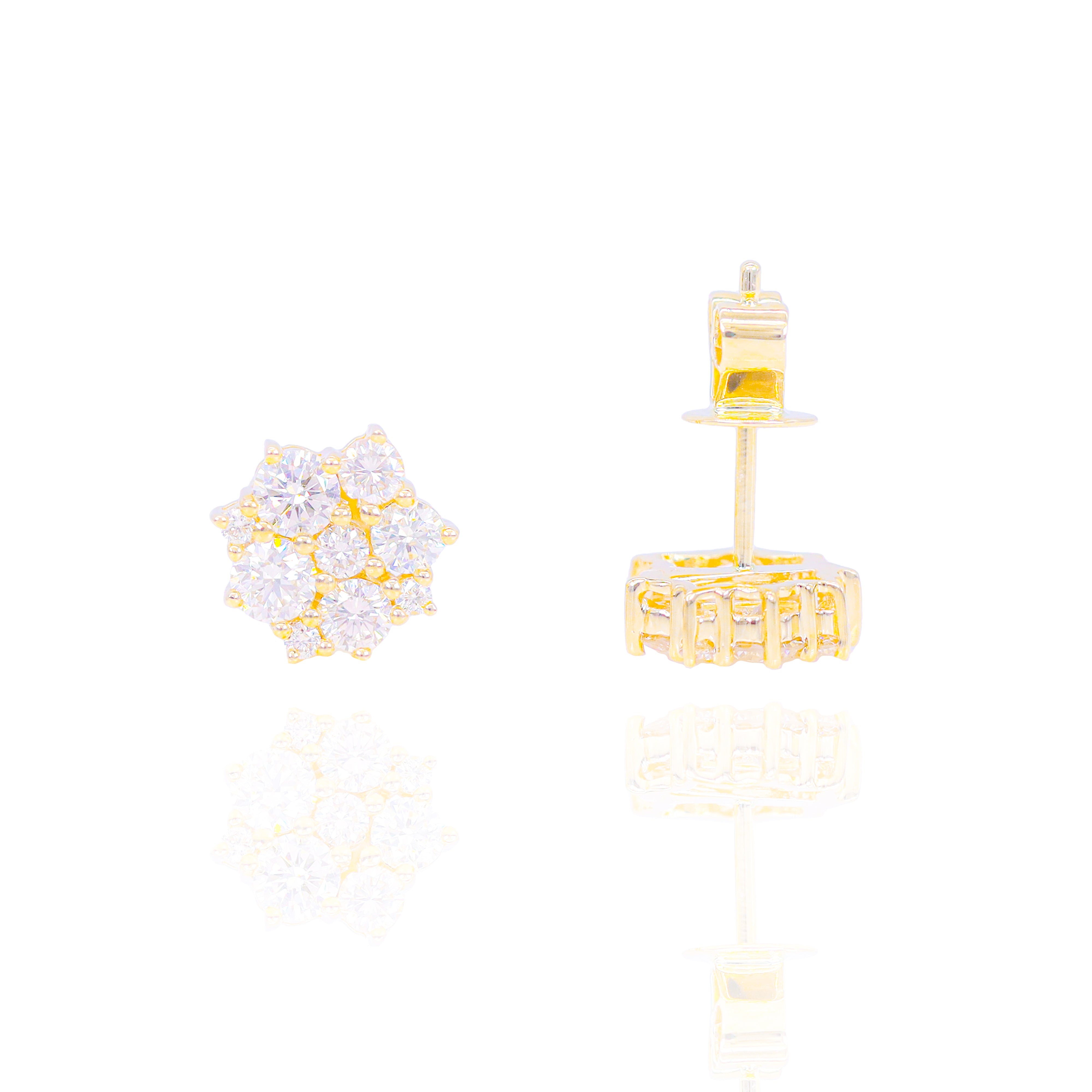 Diamond Jagged Cluster Flower Earrings