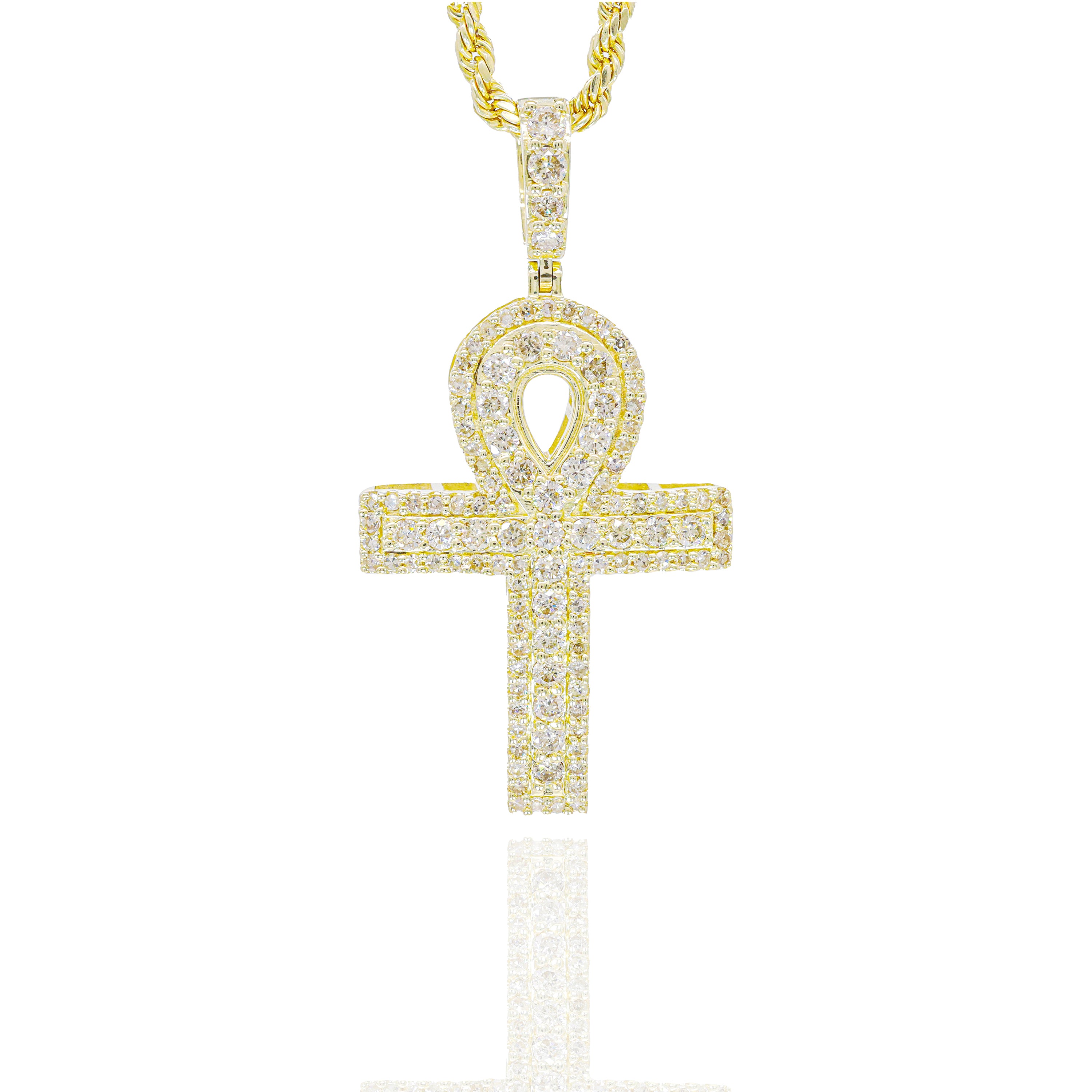 Two Row Ankh Diamond Pendant