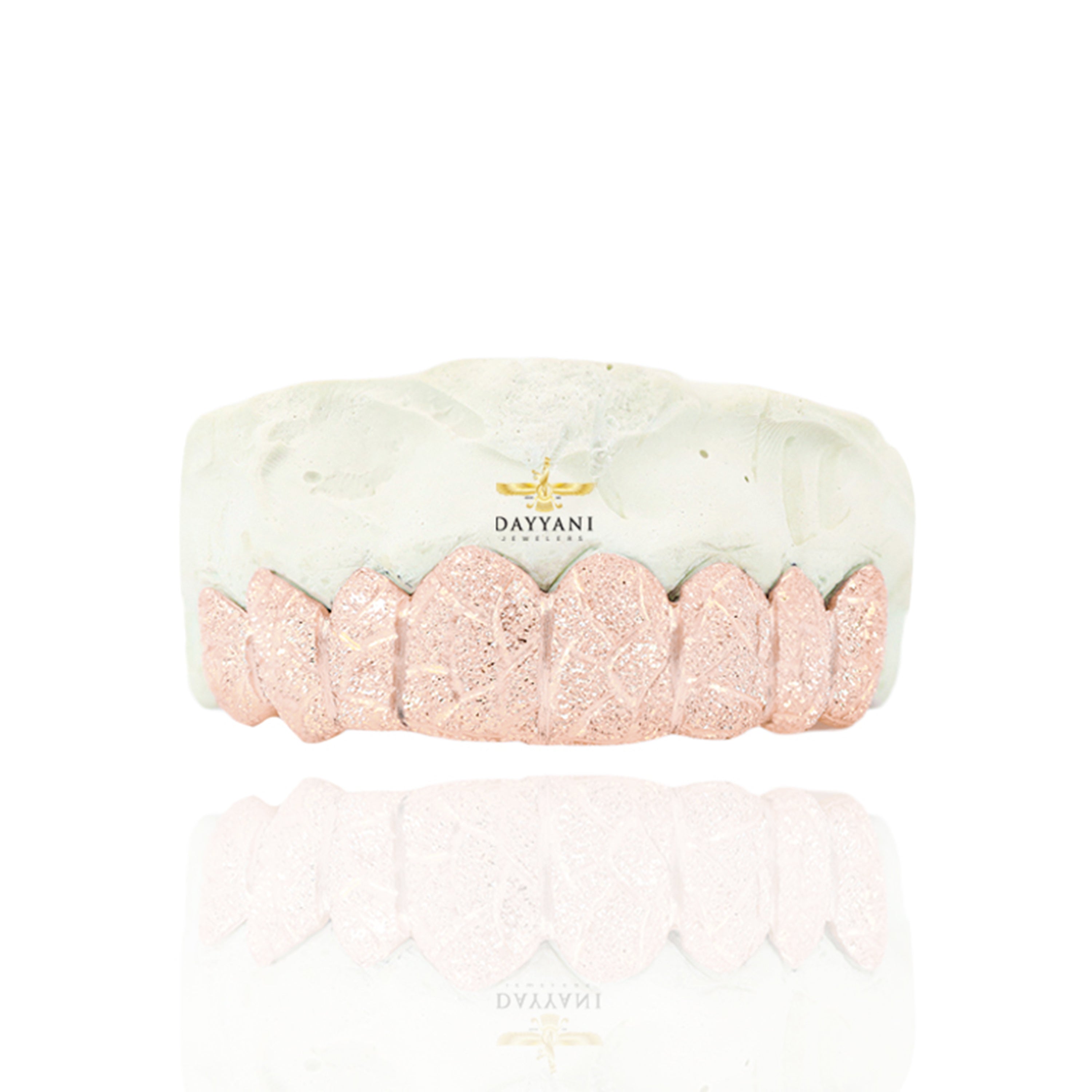 Custom Diamond Dust Nugget Design Gold Grillz