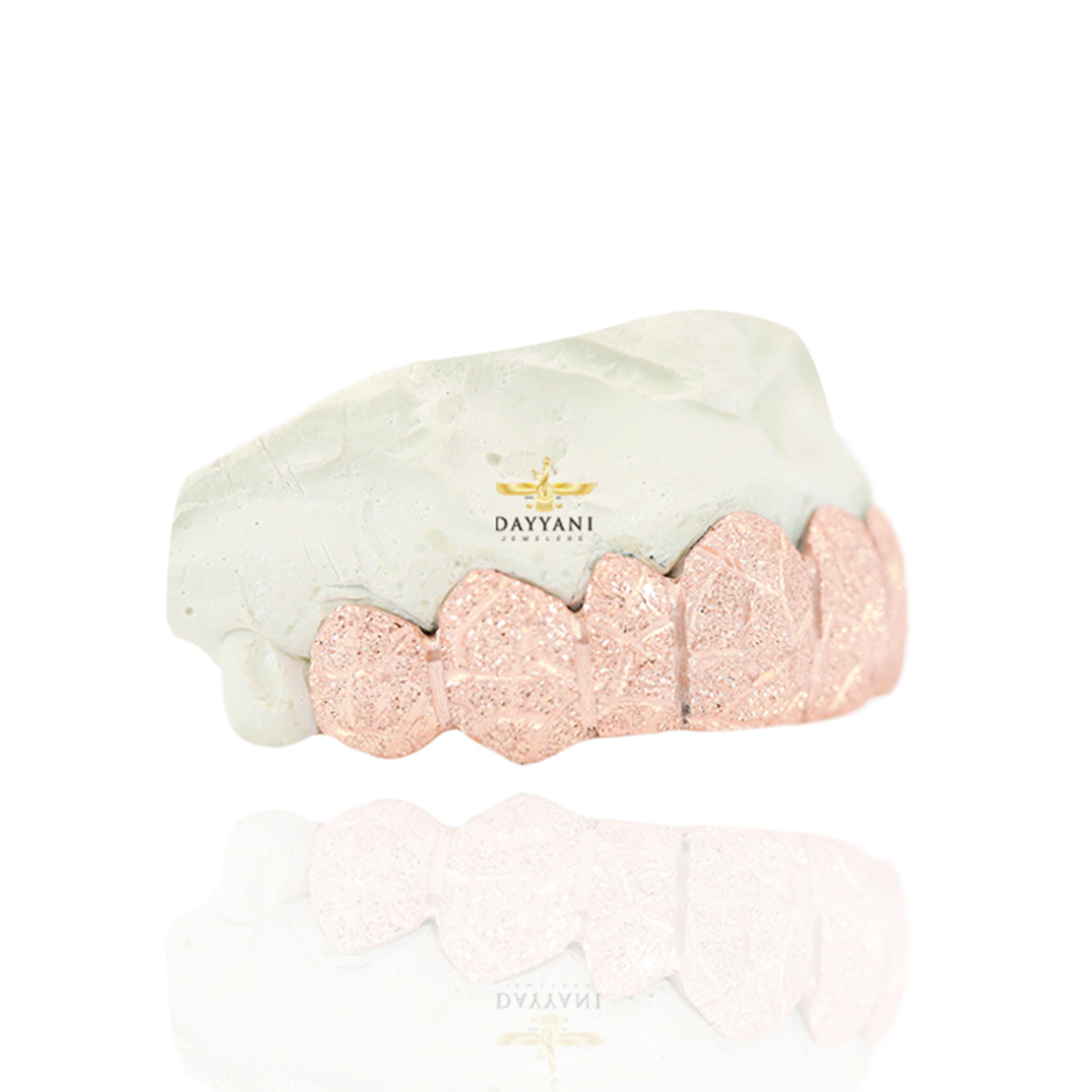 Custom Diamond Dust Nugget Design Gold Grillz