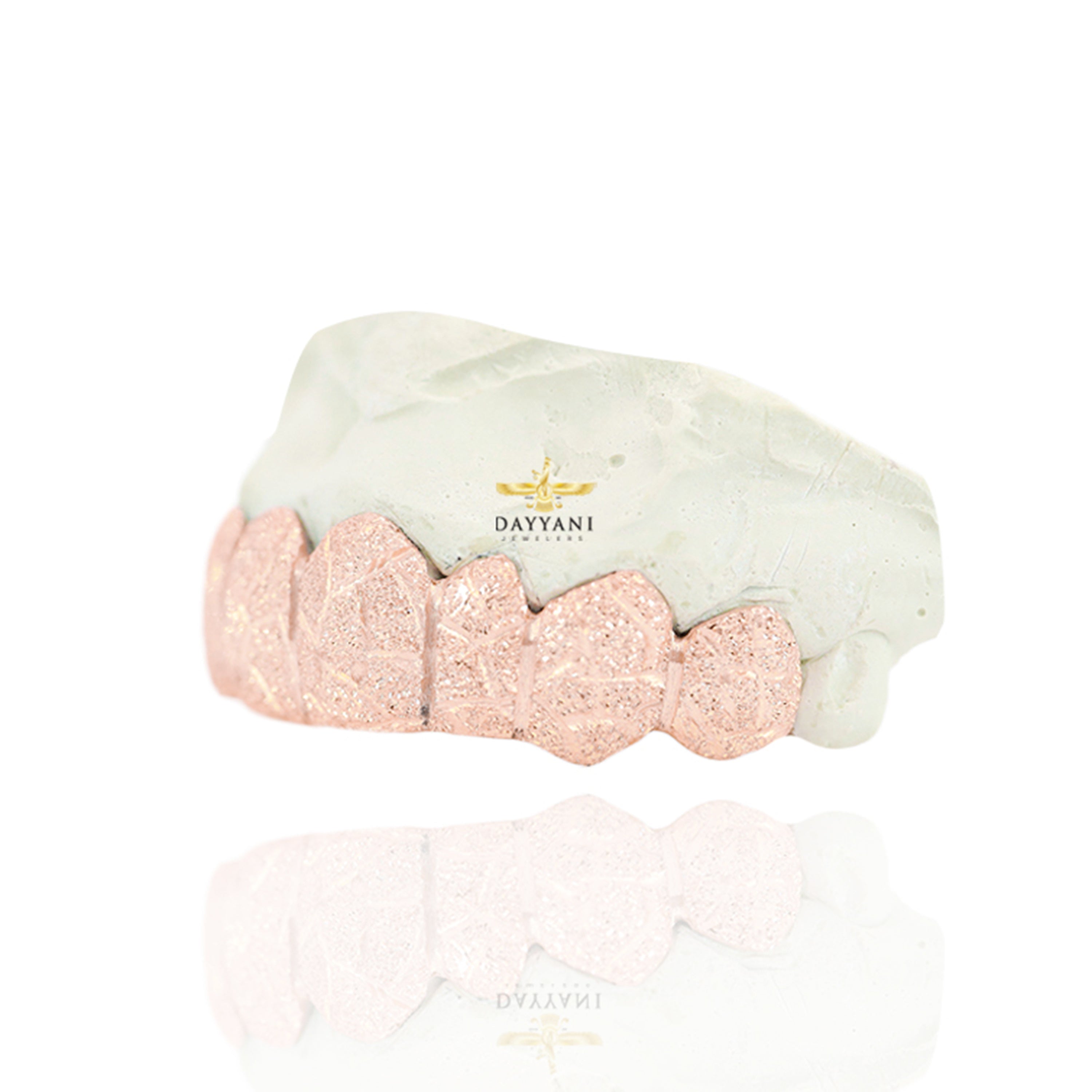 Custom Diamond Dust Nugget Design Gold Grillz