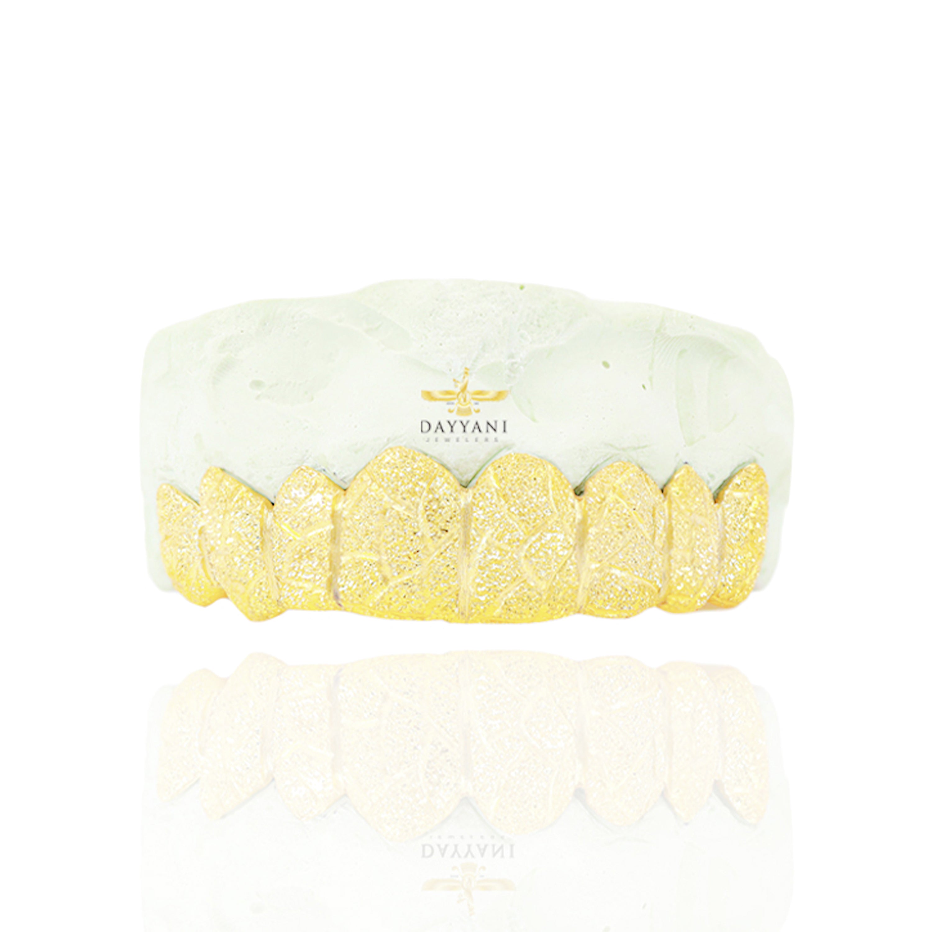 Custom Diamond Dust Nugget Design Gold Grillz