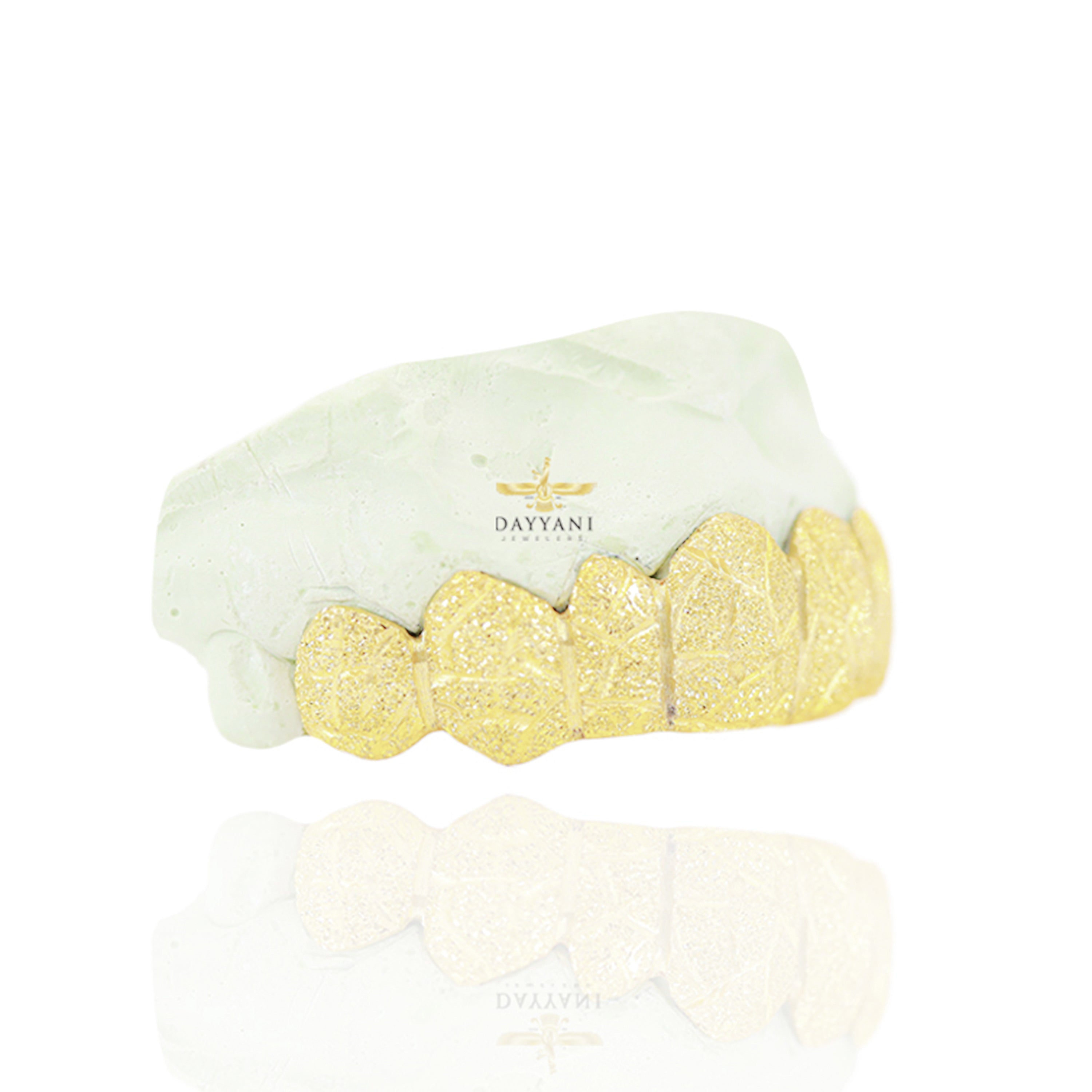 Custom Diamond Dust Nugget Design Gold Grillz