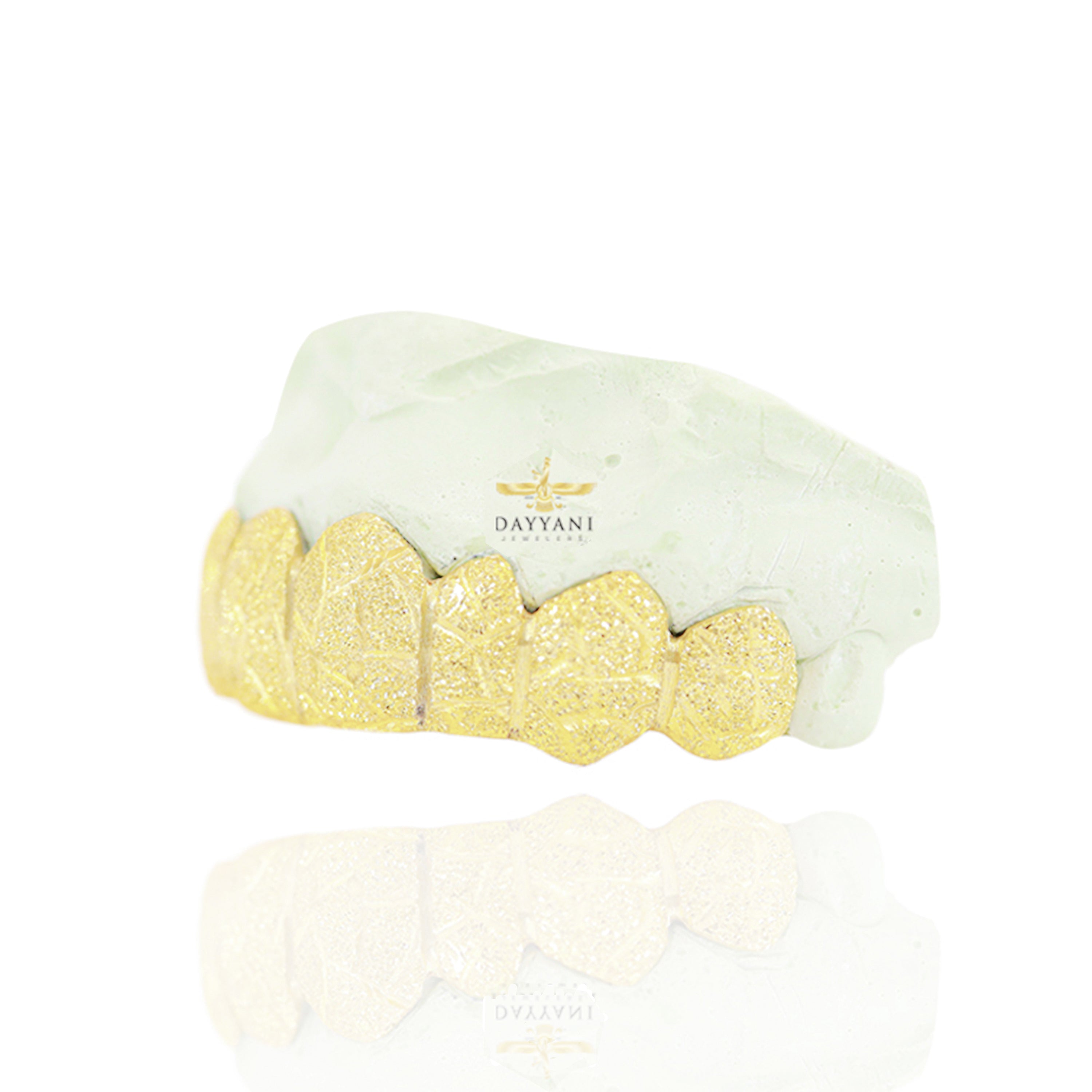 Custom Diamond Dust Nugget Design Gold Grillz