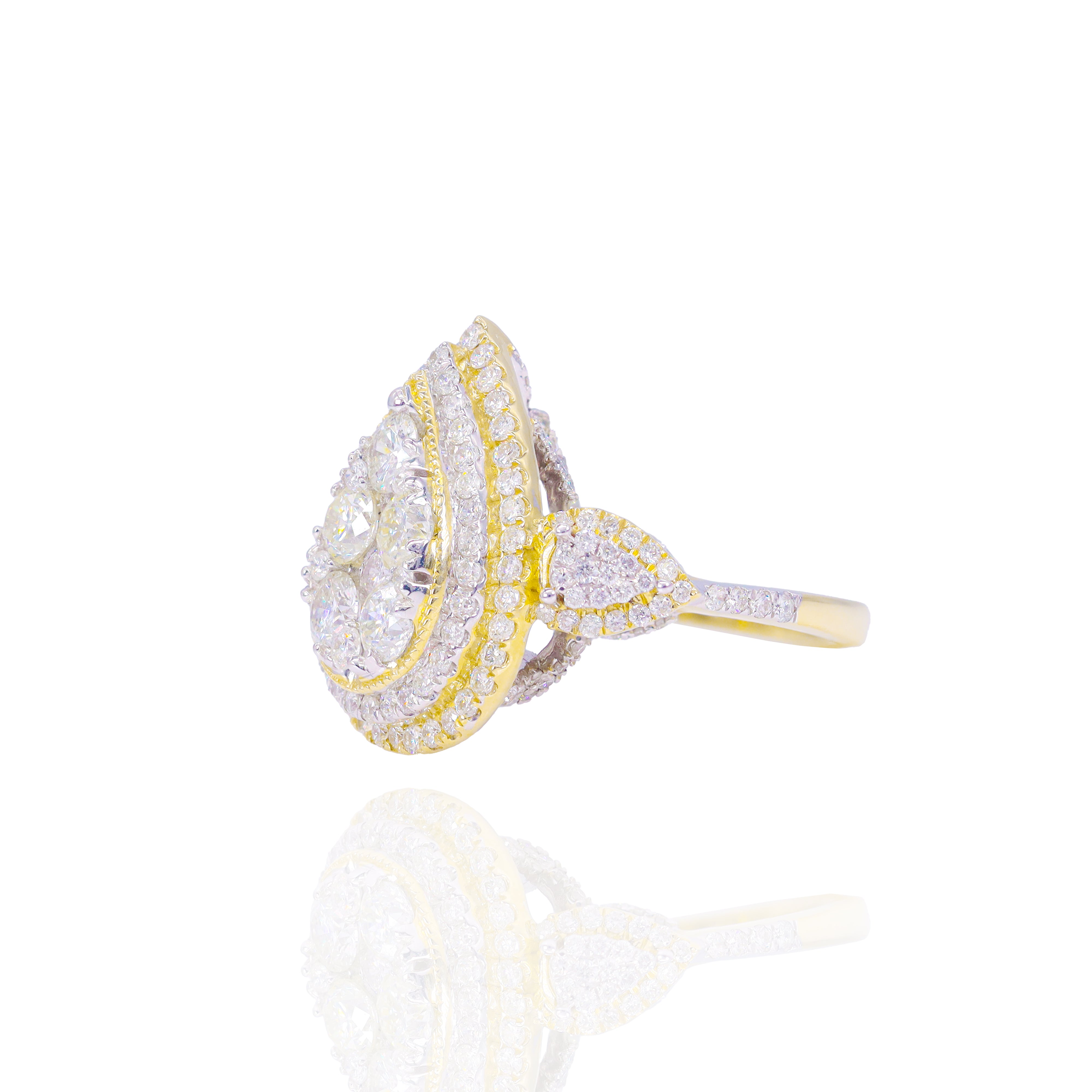 Pear Shape Cluster with Pear Shape Accents & Hidden Halo Diamond Engagment Ring