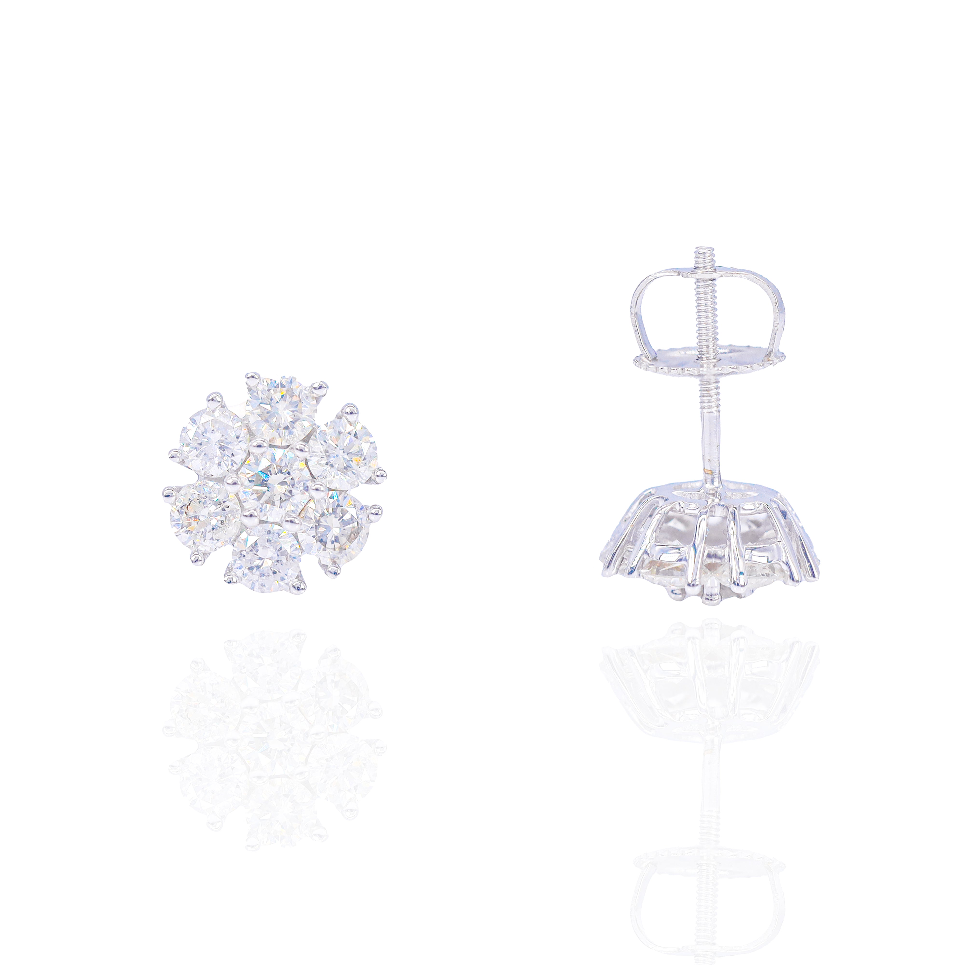 Open Flower Diamond Earrings
