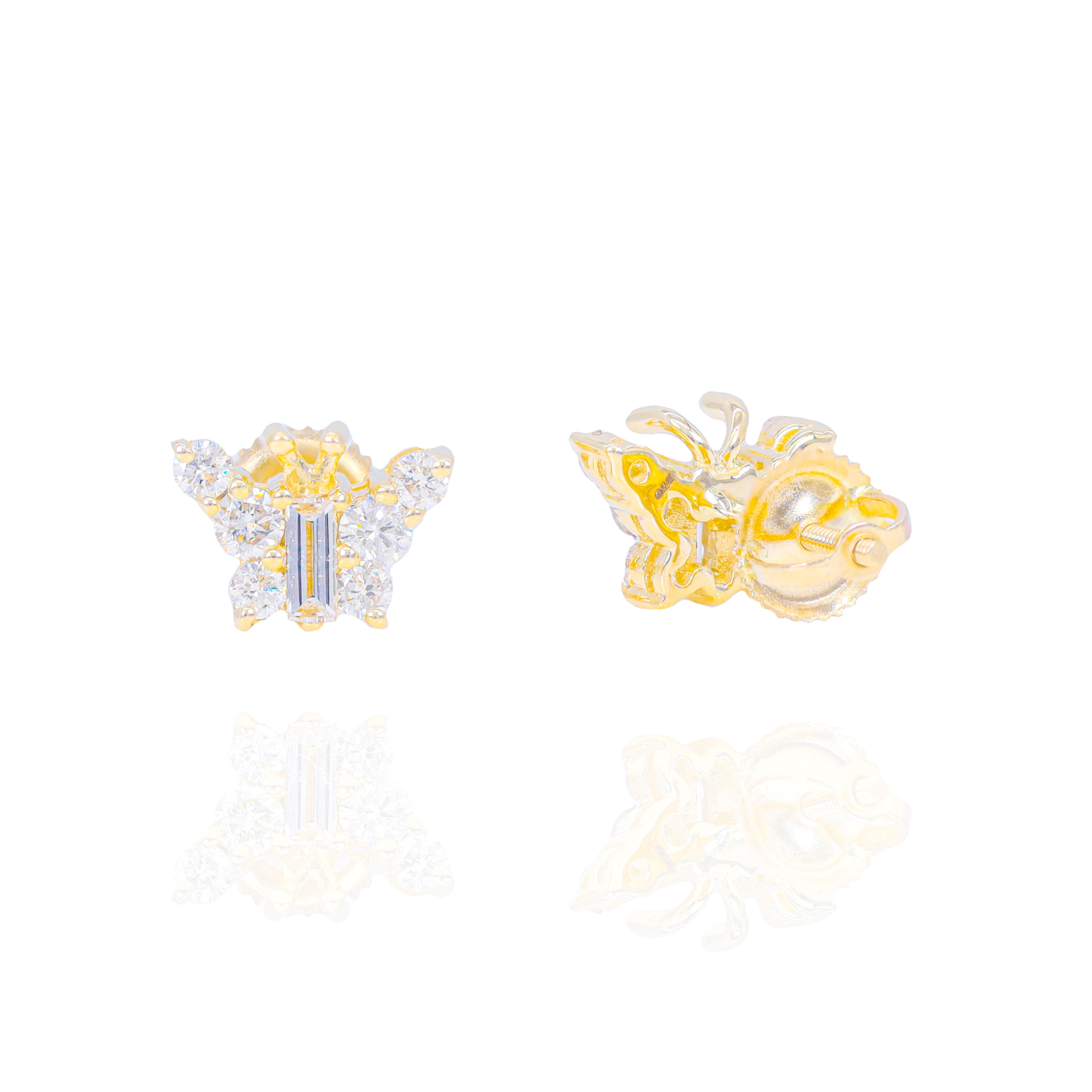 Diamond Butterfly Earrings w/ Baguette Centers