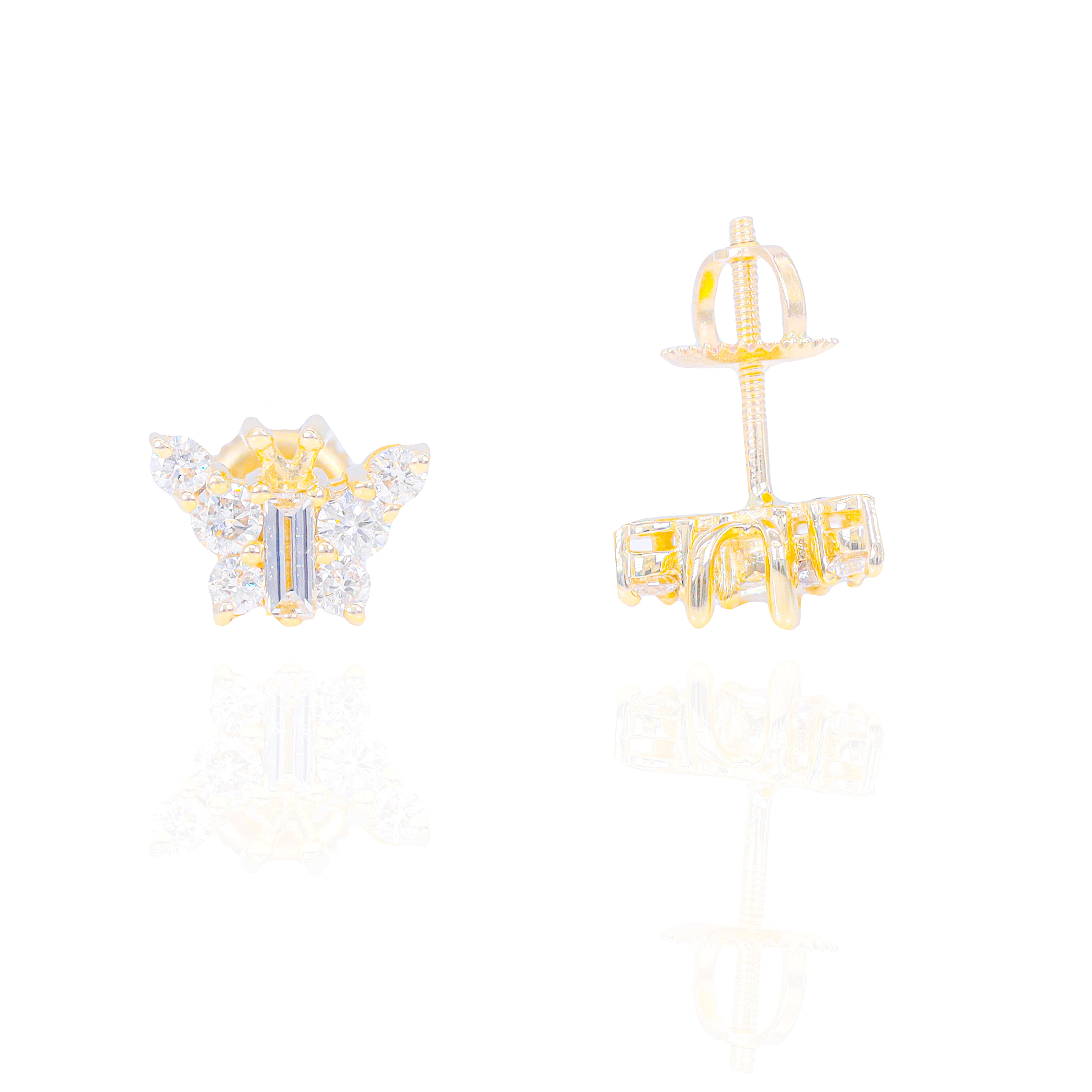 Diamond Butterfly Earrings w/ Baguette Centers