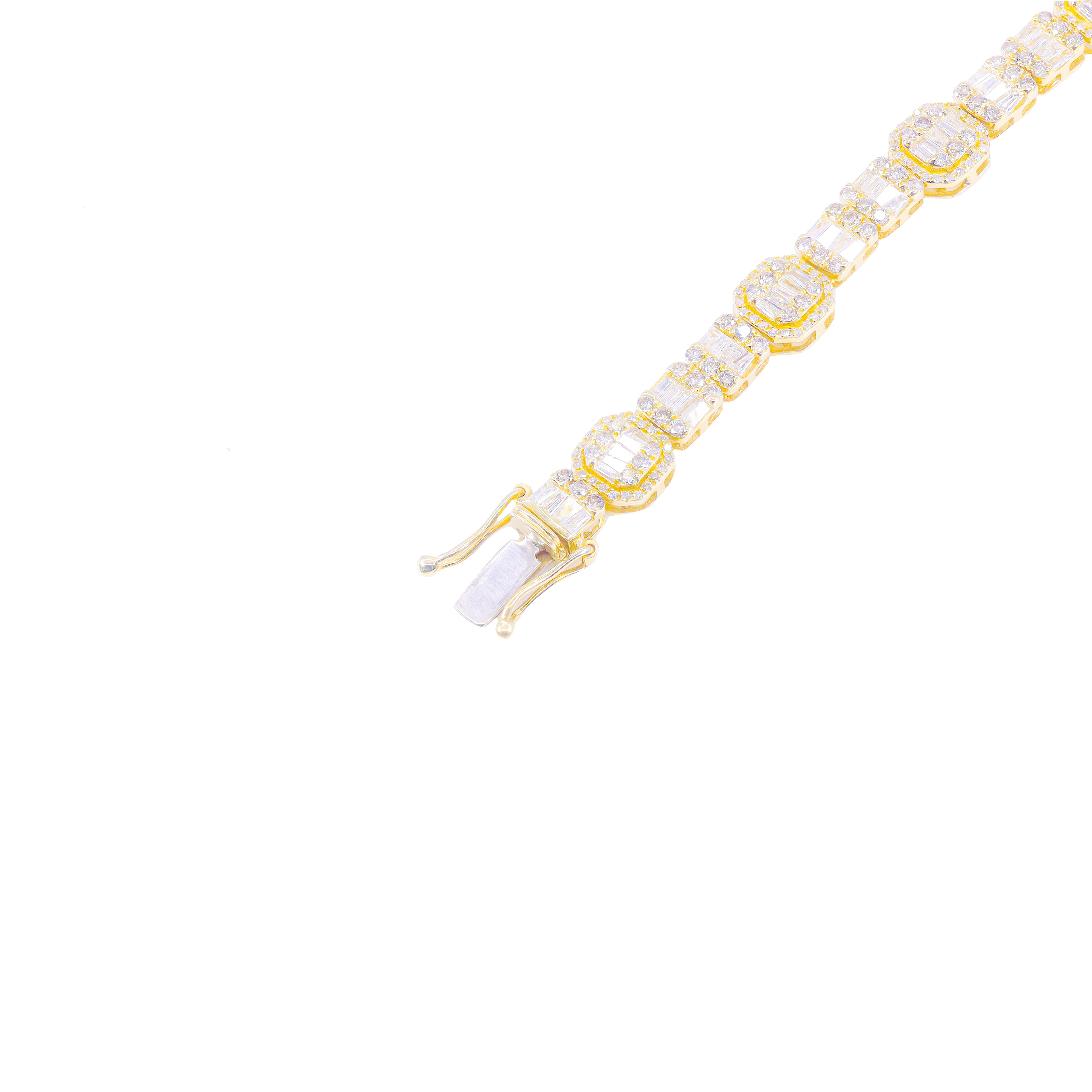 Square Link Baguette & Round Diamond Chain