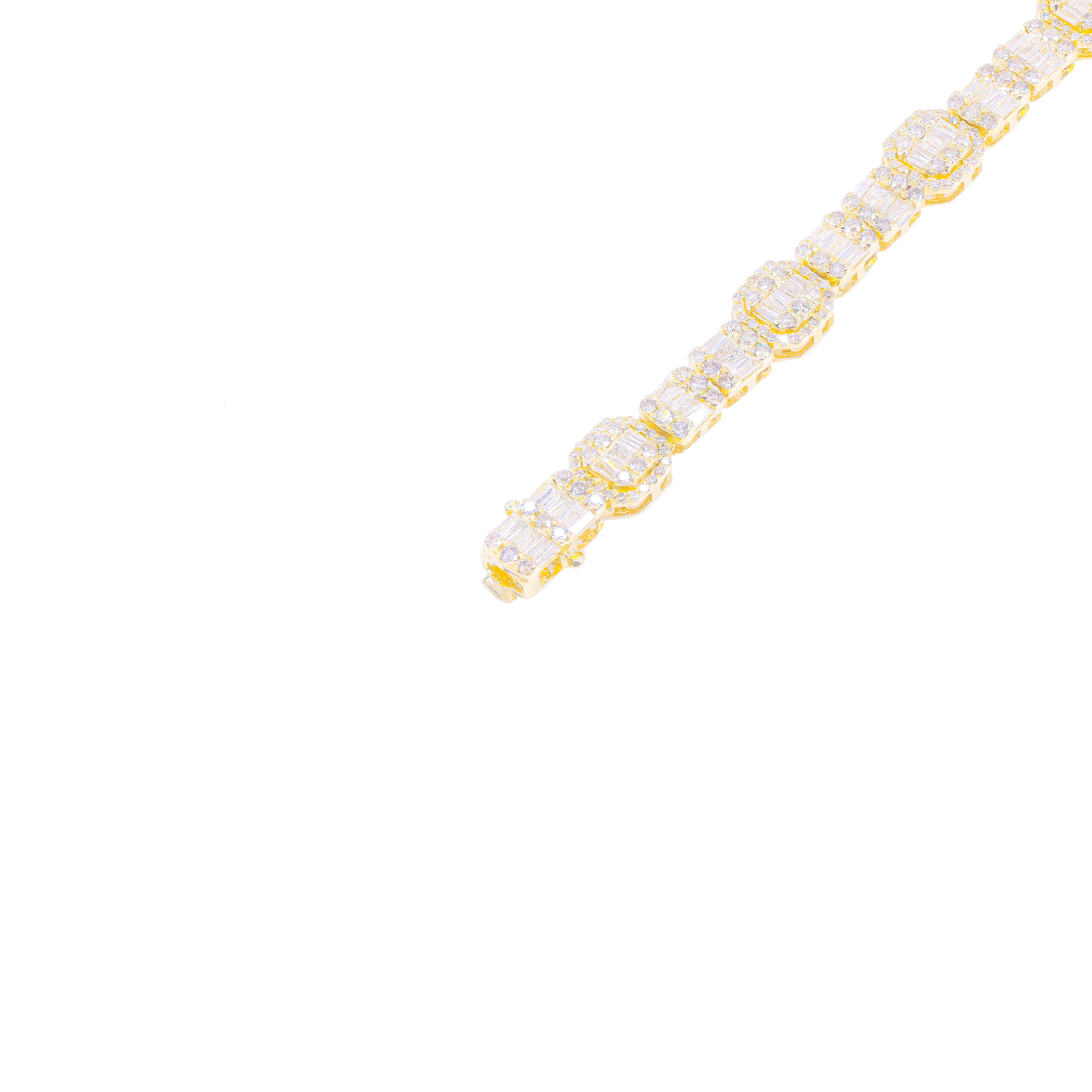 Square Link Baguette & Round Diamond Chain