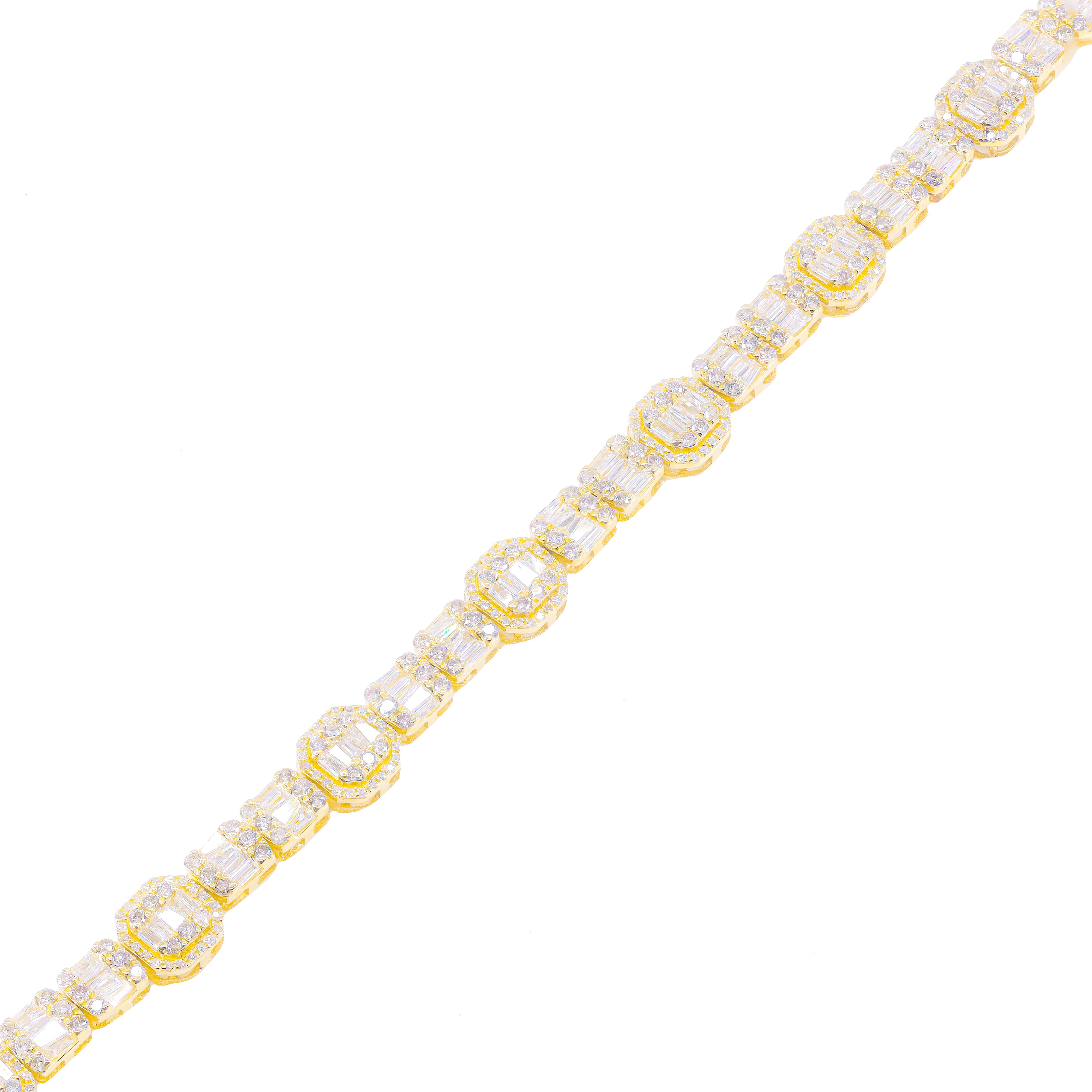Square Link Baguette & Round Diamond Chain