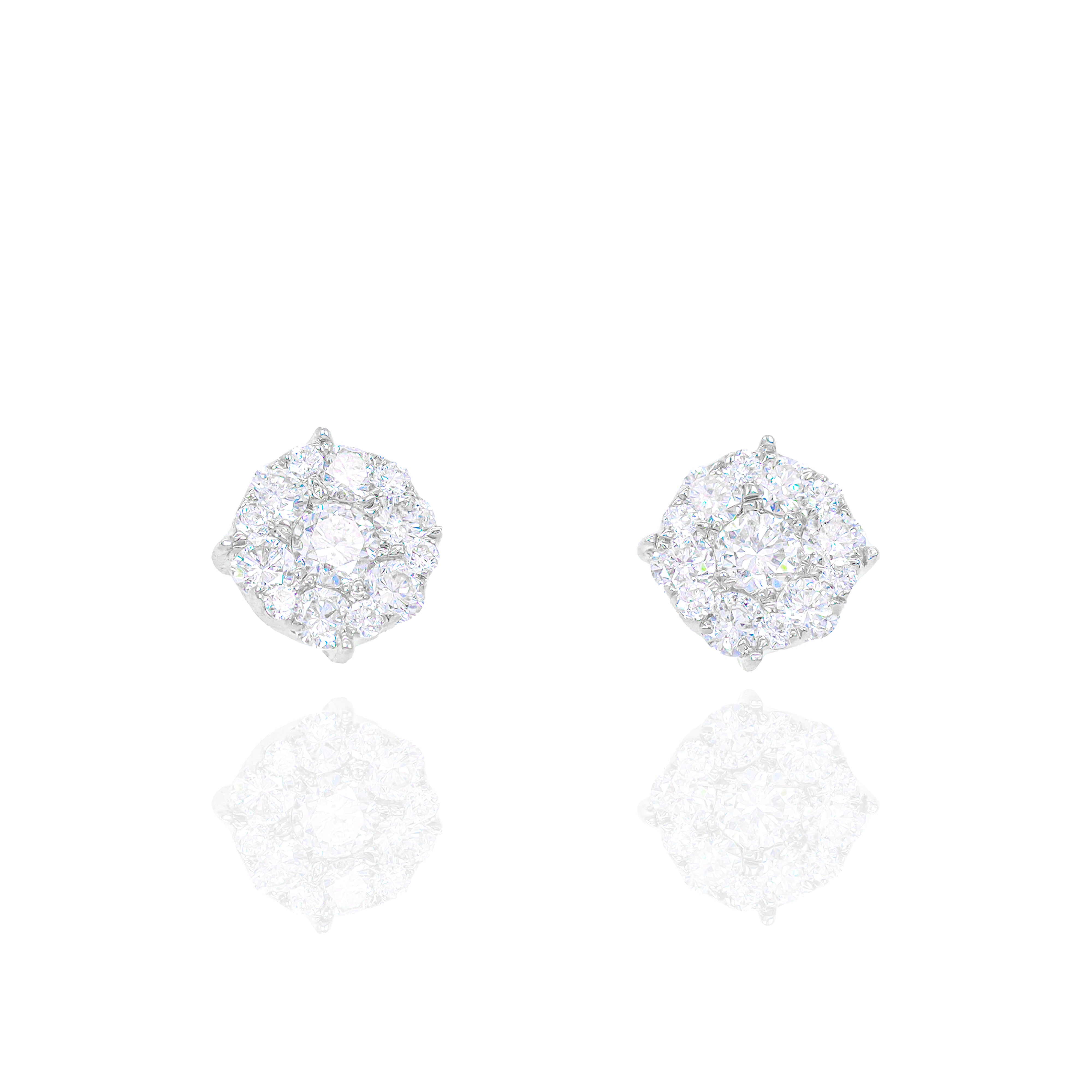 1/2 Carat Cluster Prong Diamond Earrings