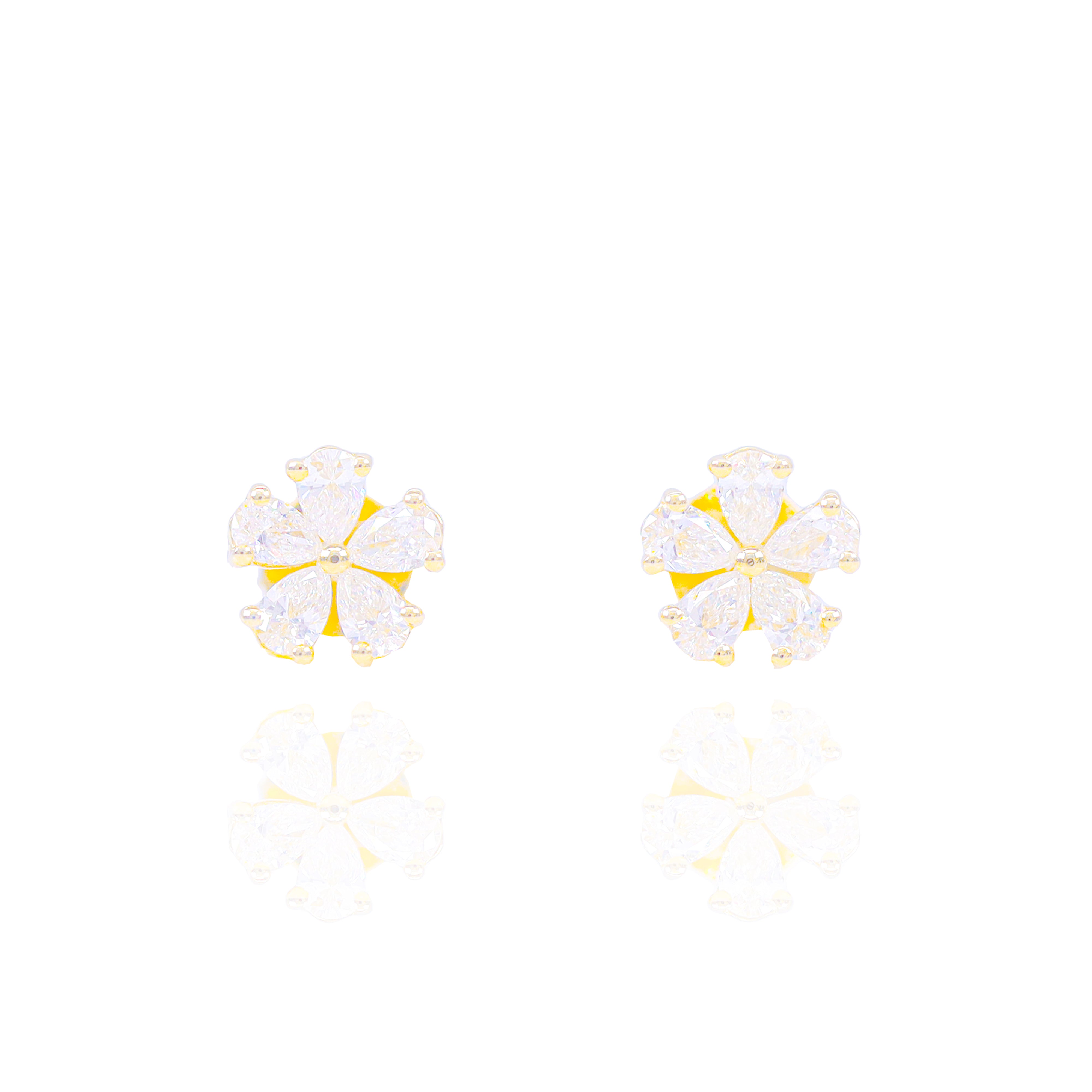 Pear Cut Diamond Flower Style Earrings