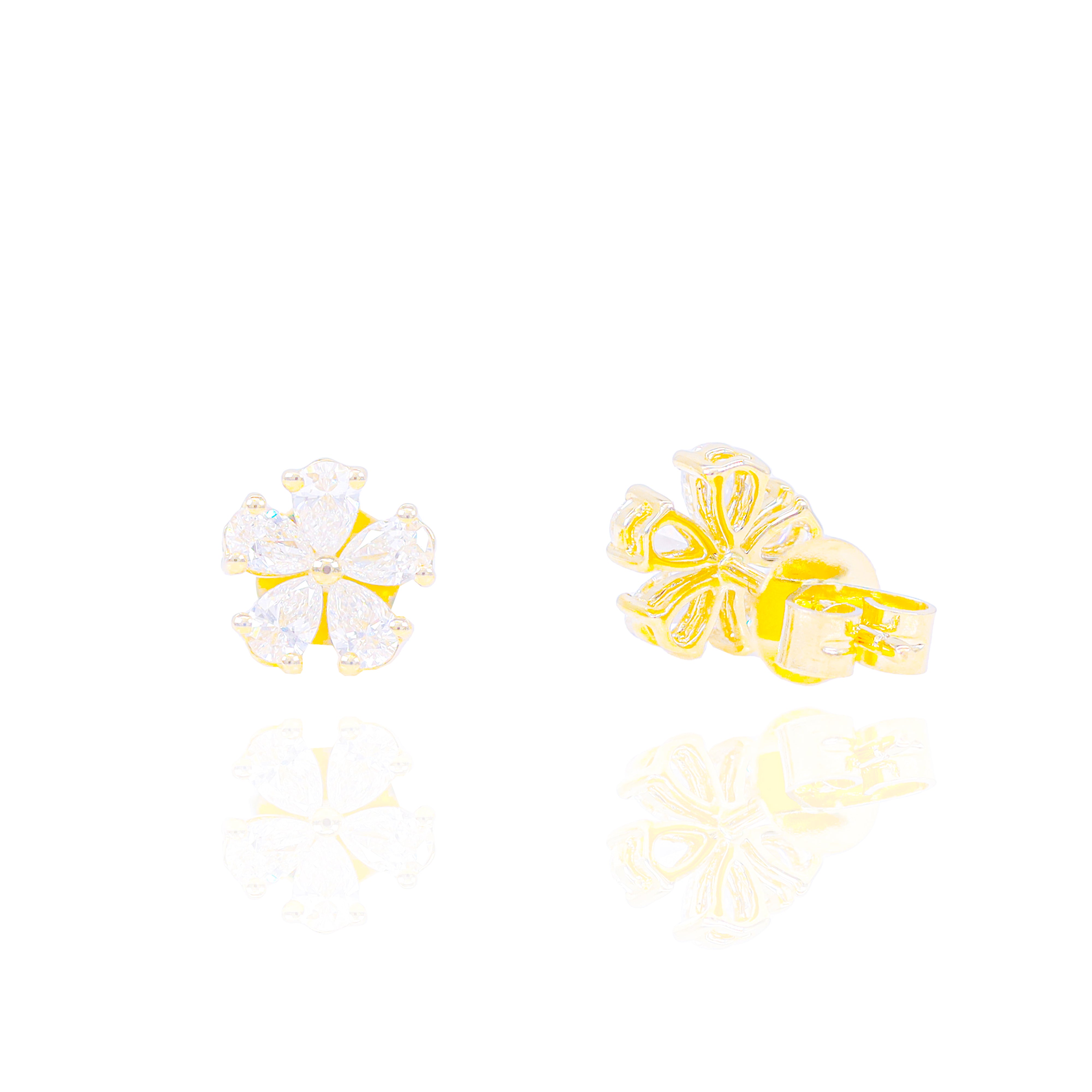 Pear Cut Diamond Flower Style Earrings
