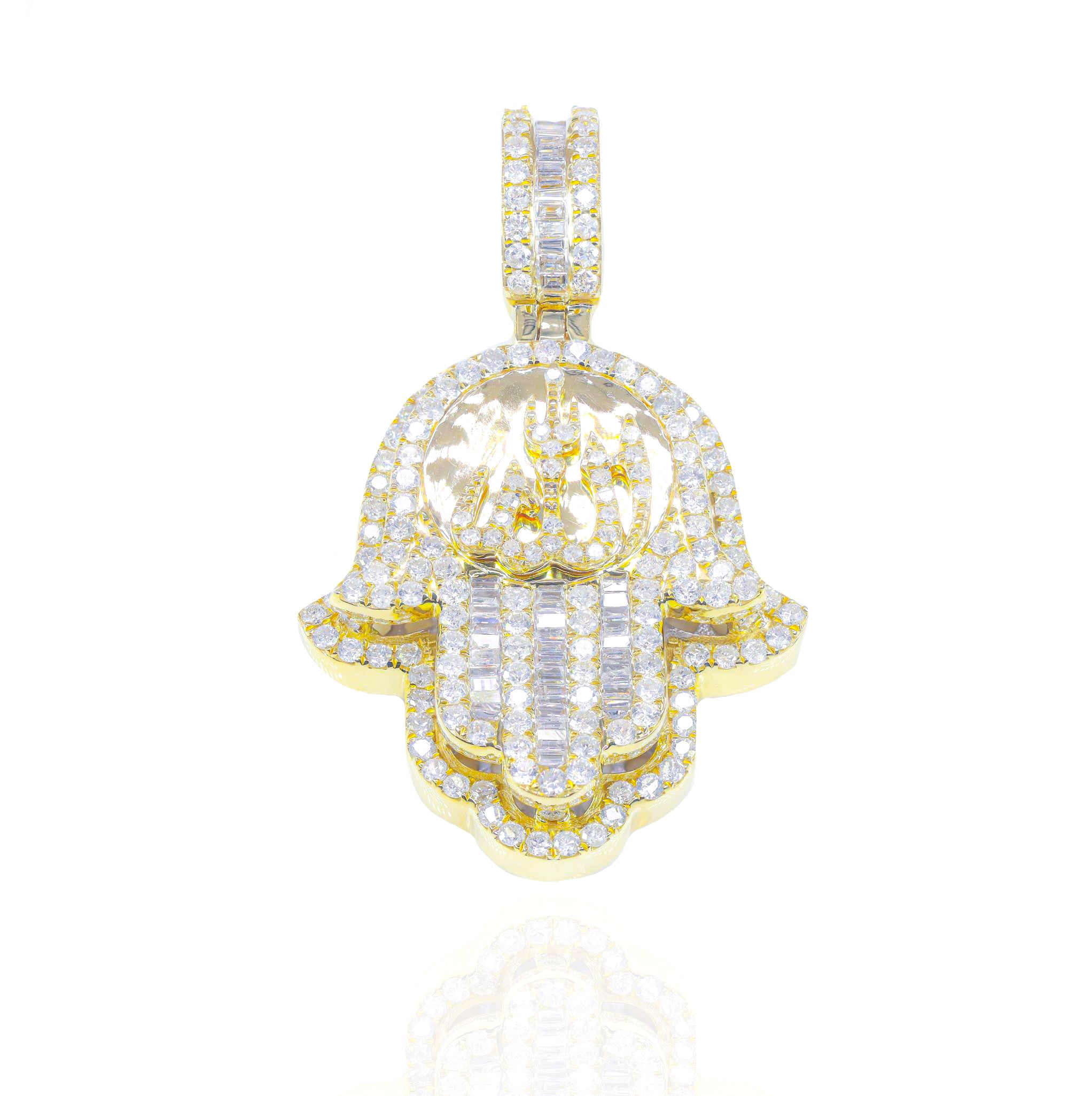 Hamza Hand with Allah Diamond Pendant