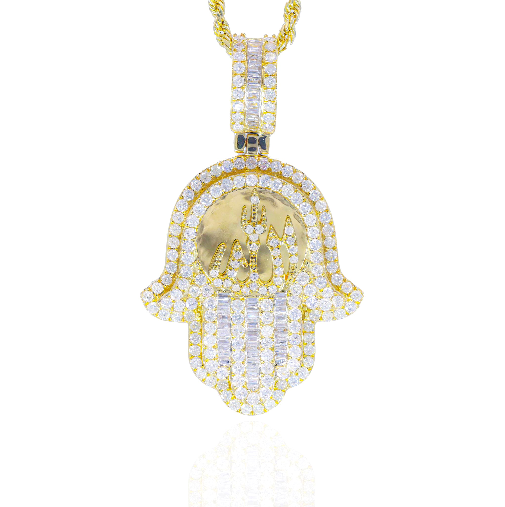 Hamza Hand with Allah Diamond Pendant