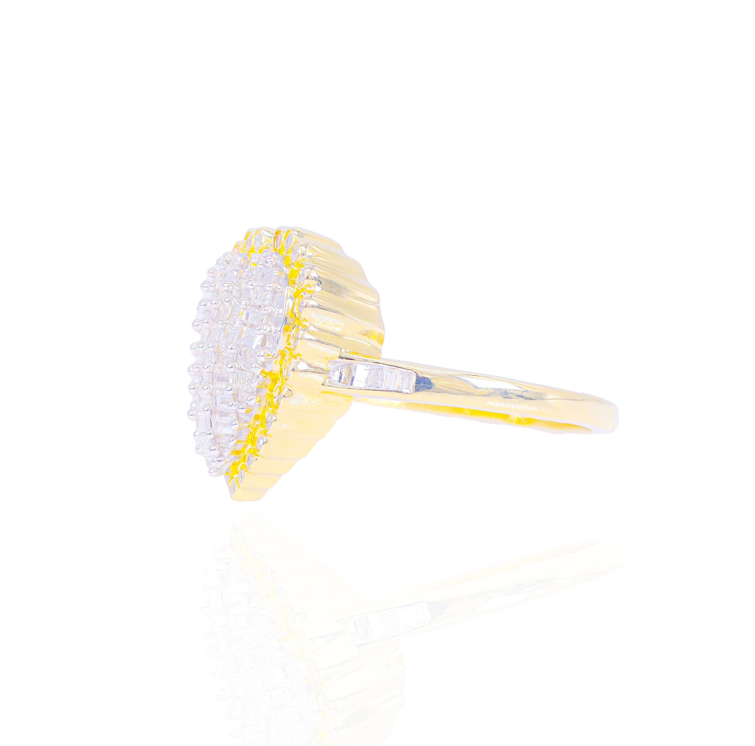 Horizontal Set Baguette Diamond Heart Ring