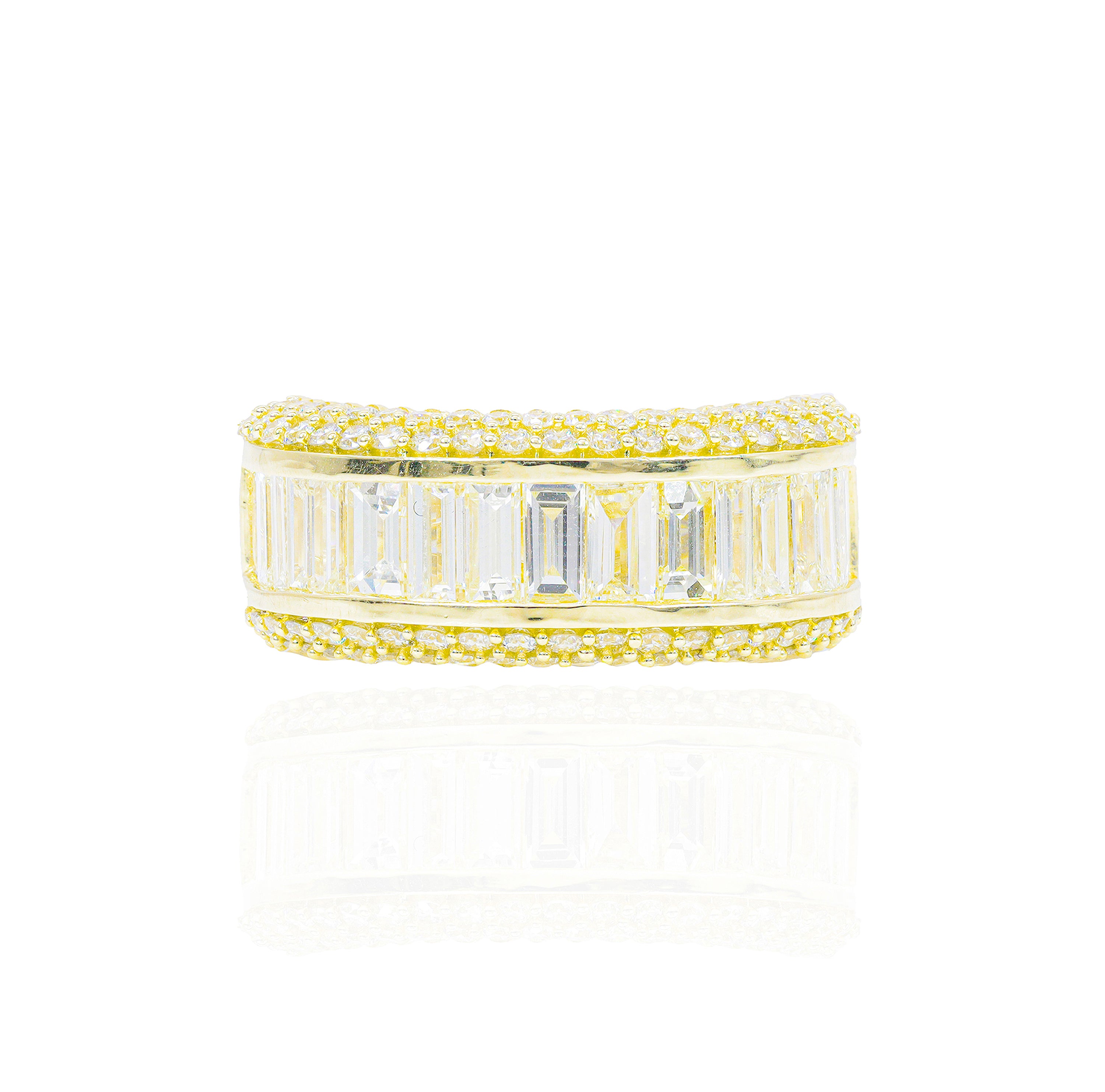 Elongated Straight Baguette Diamond Ring Band