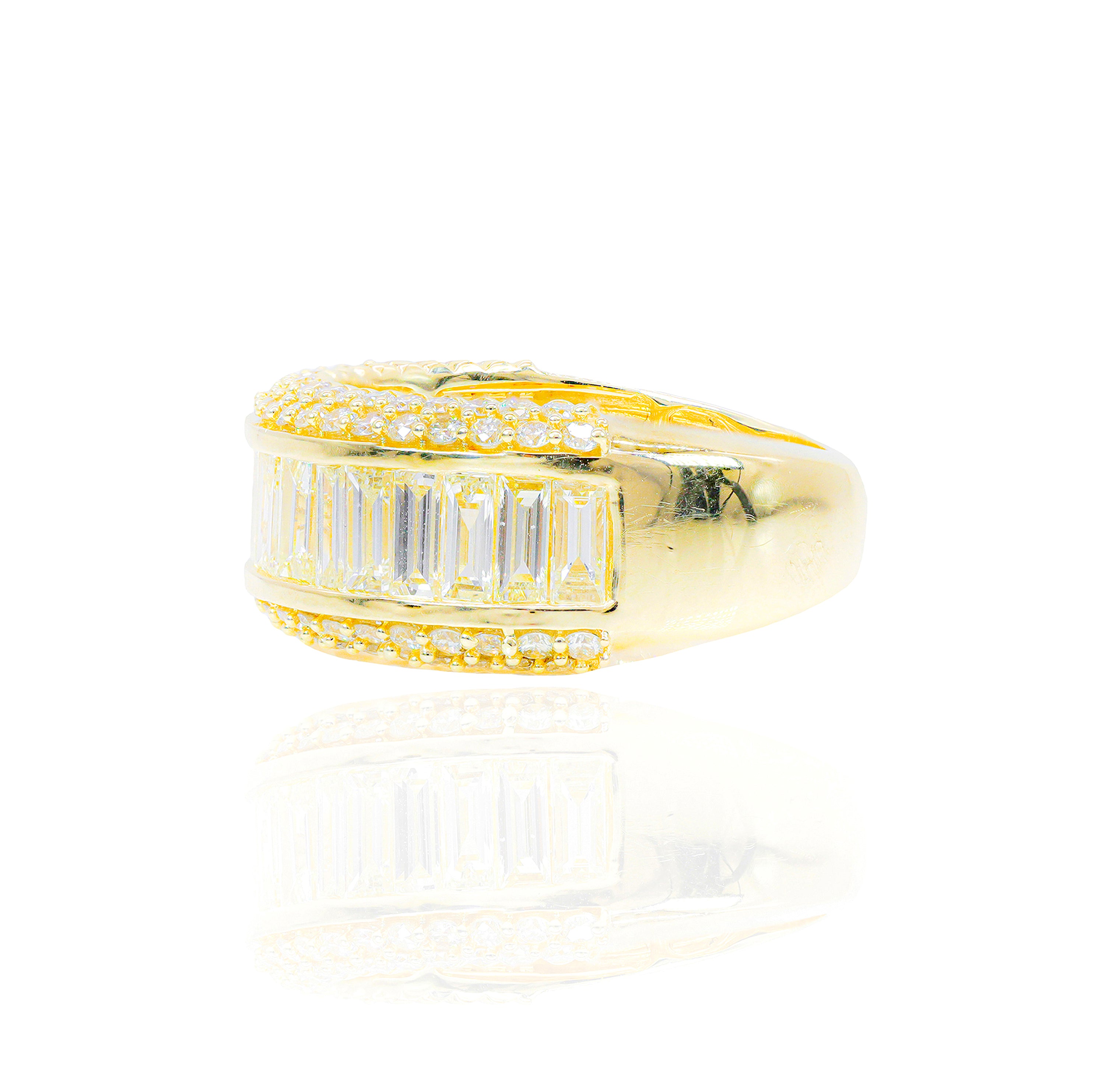 Elongated Straight Baguette Diamond Ring Band