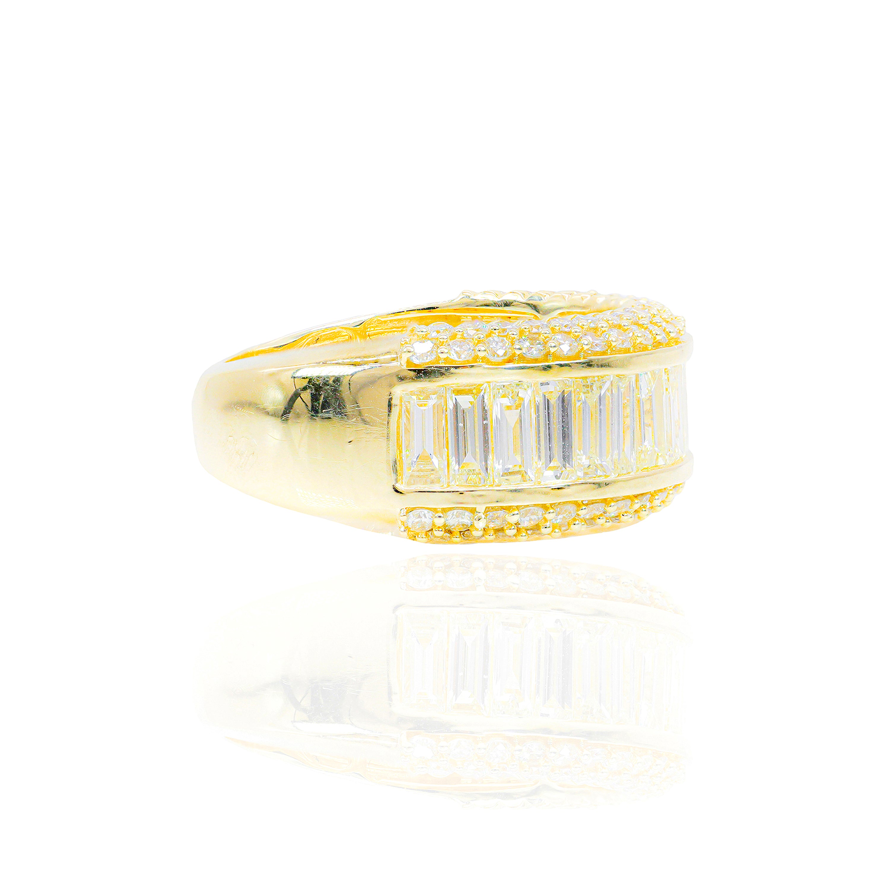 Elongated Straight Baguette Diamond Ring Band