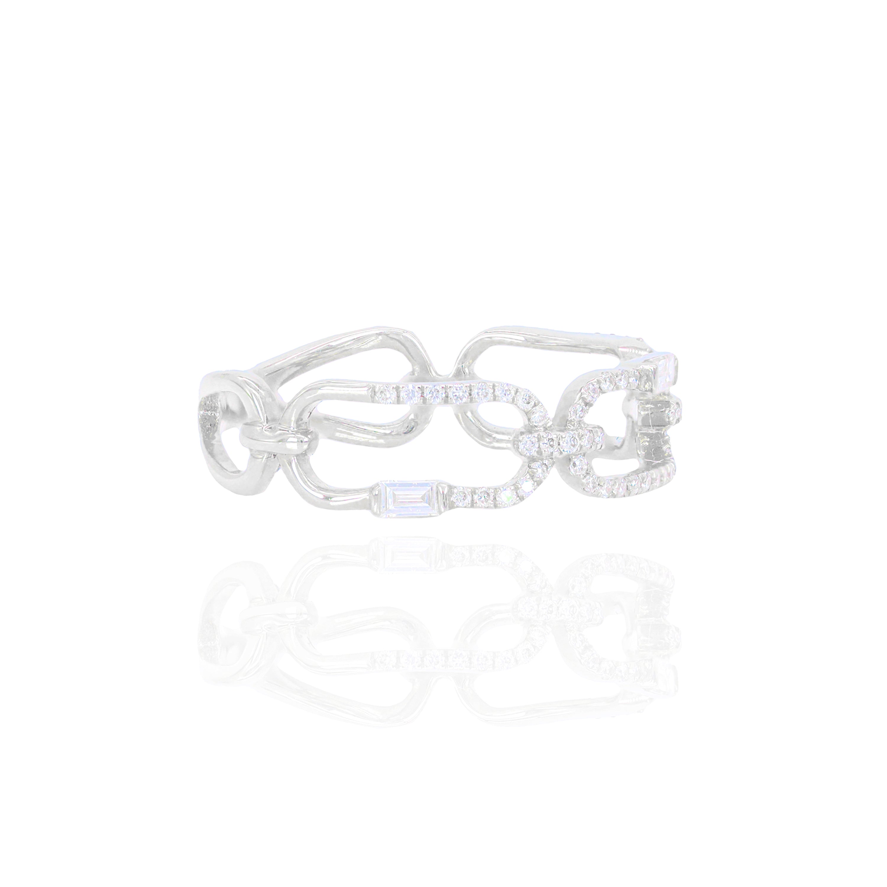 Baguette Chain Link Style Diamond Ring