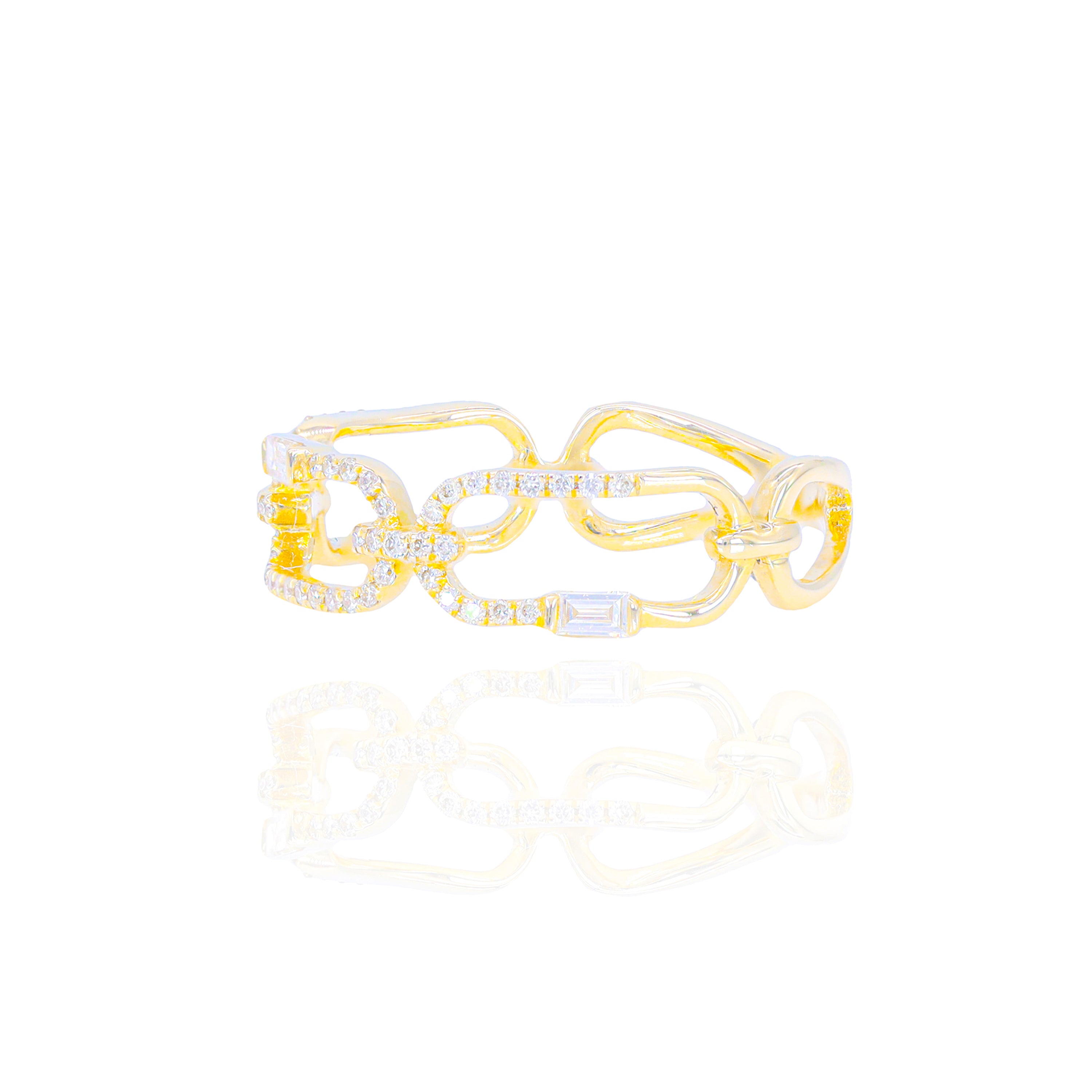 Baguette Chain Link Style Diamond Ring