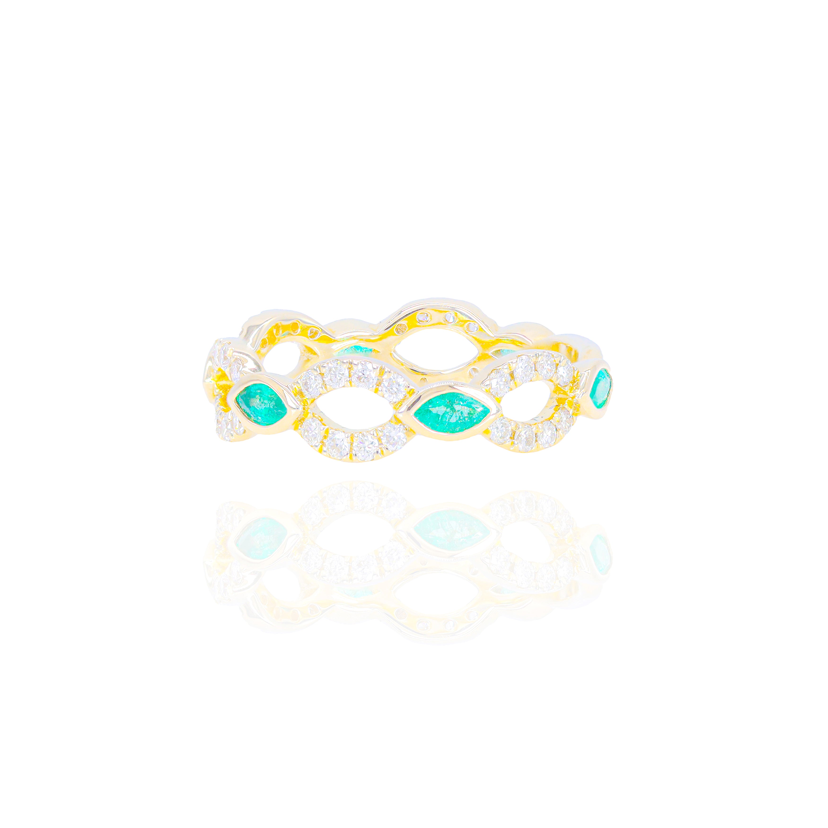 Interlocking Diamond Ring with Gemstones