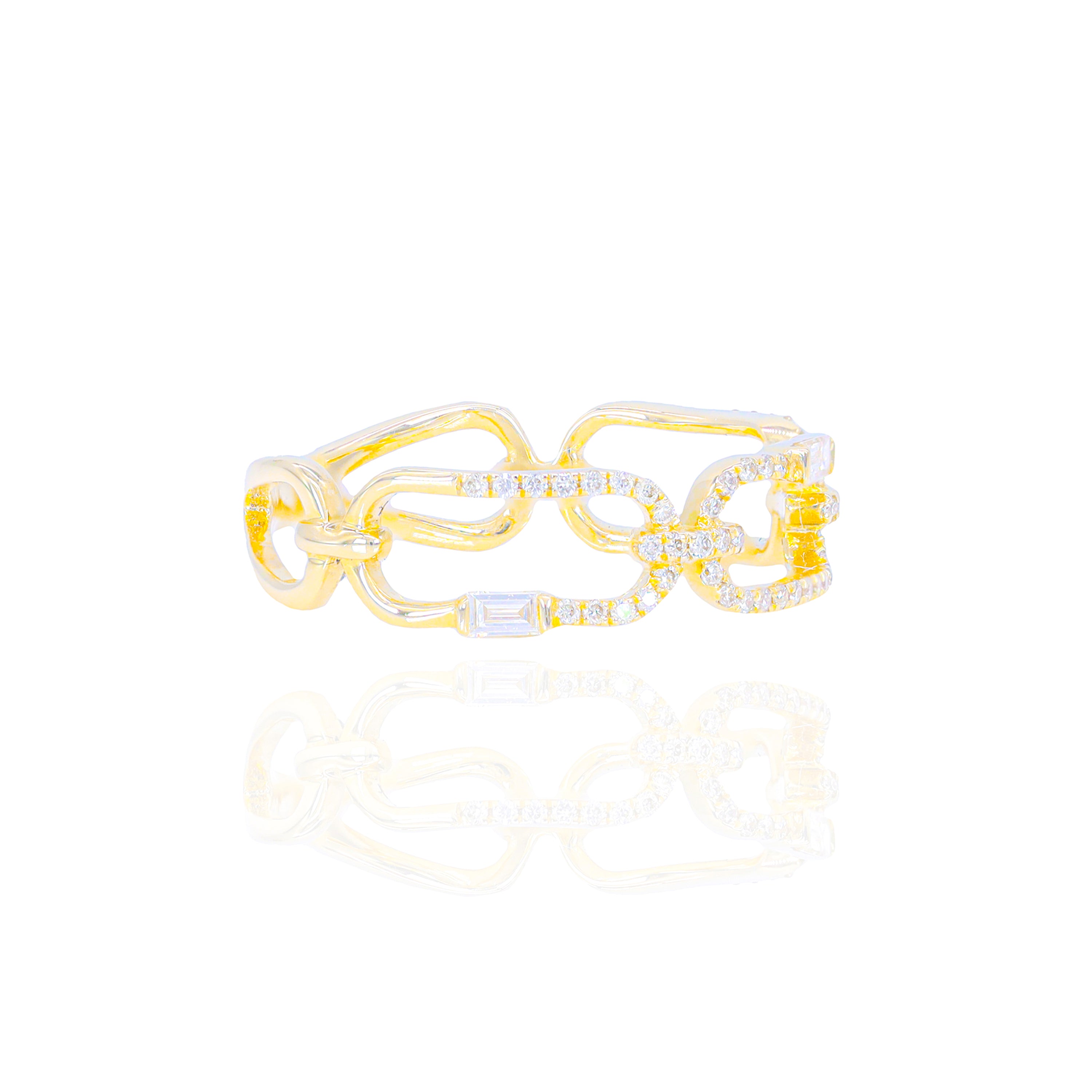 Baguette Chain Link Style Diamond Ring