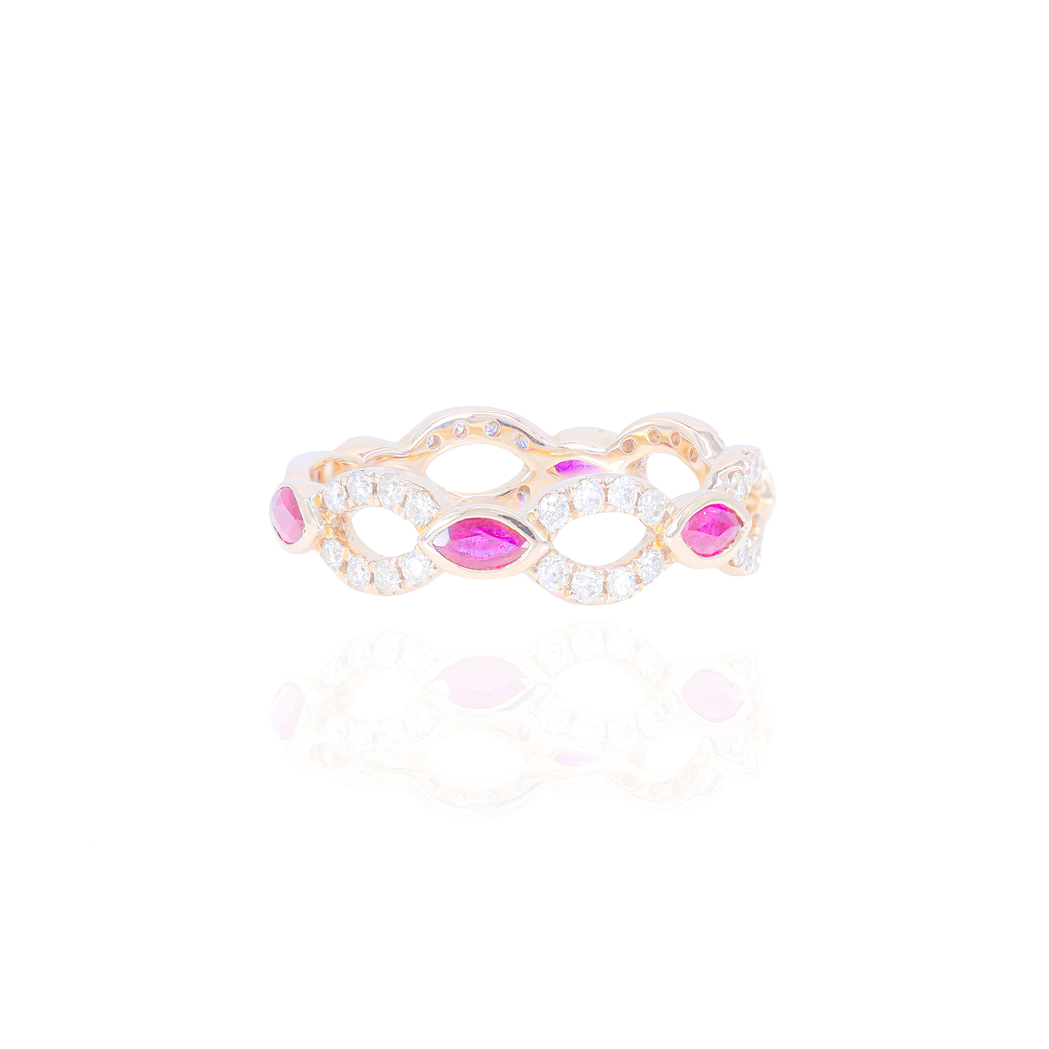 Interlocking Diamond Ring with Gemstones