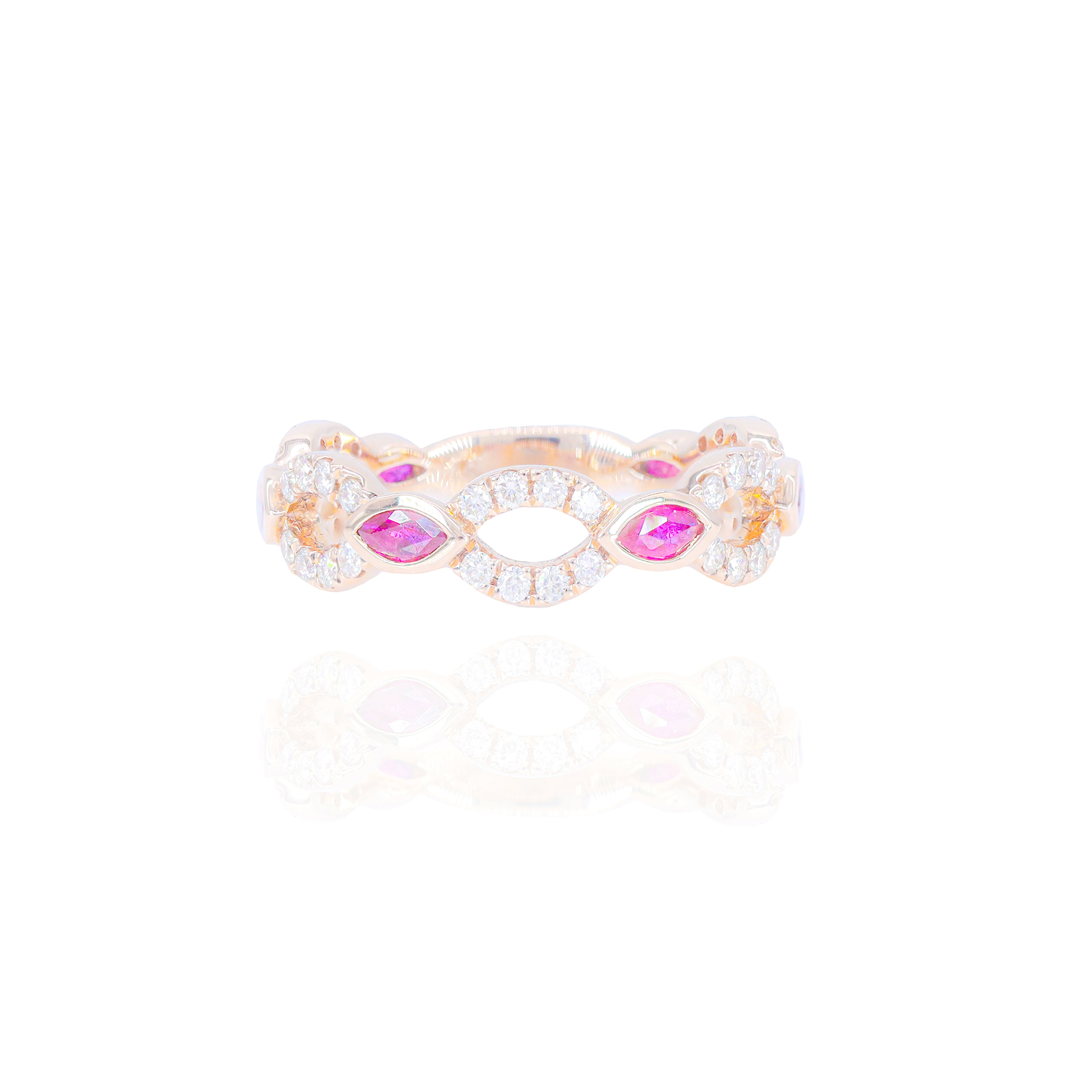 Interlocking Diamond Ring with Gemstones